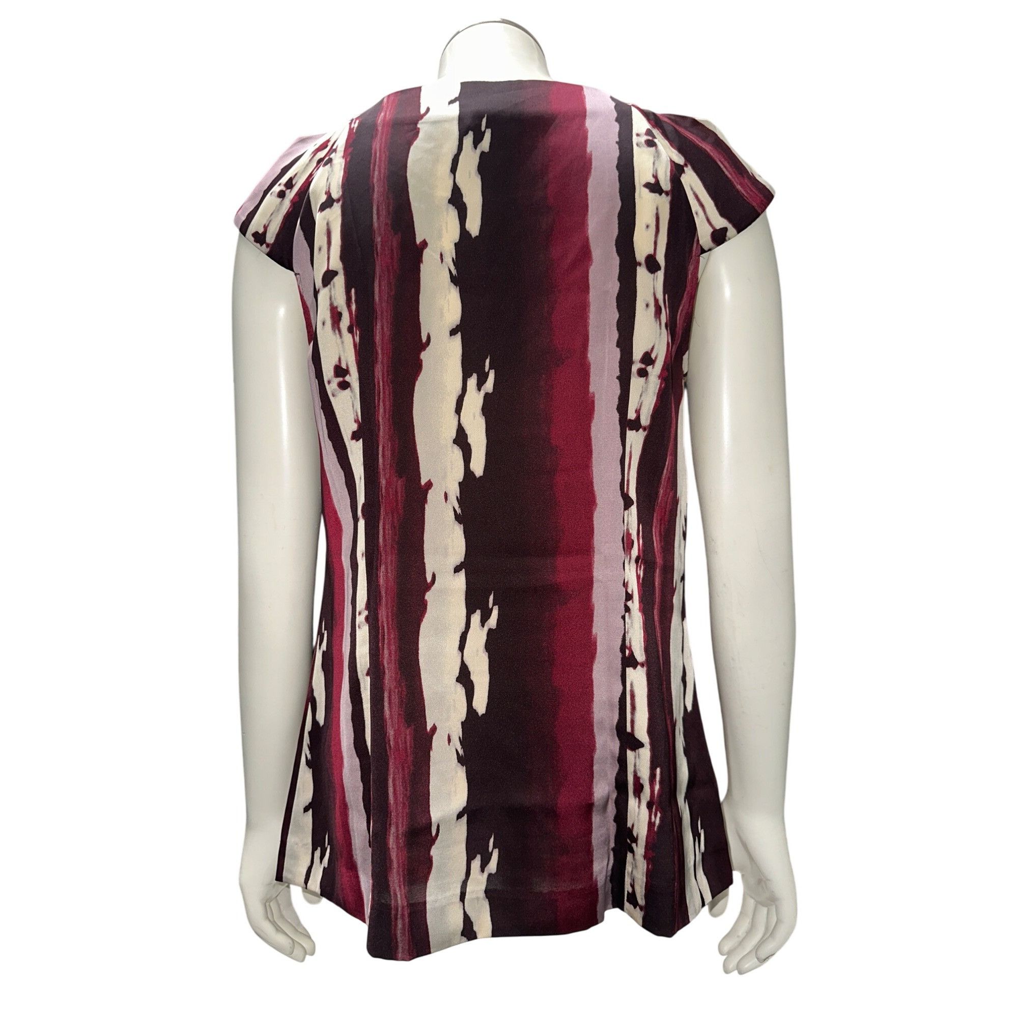 Ann Taylor Ann Taylor Petite 4P Maroon Cream Abstract Cap Sleeve Blouse Size S / US 4 / IT 40 - 5 Thumbnail