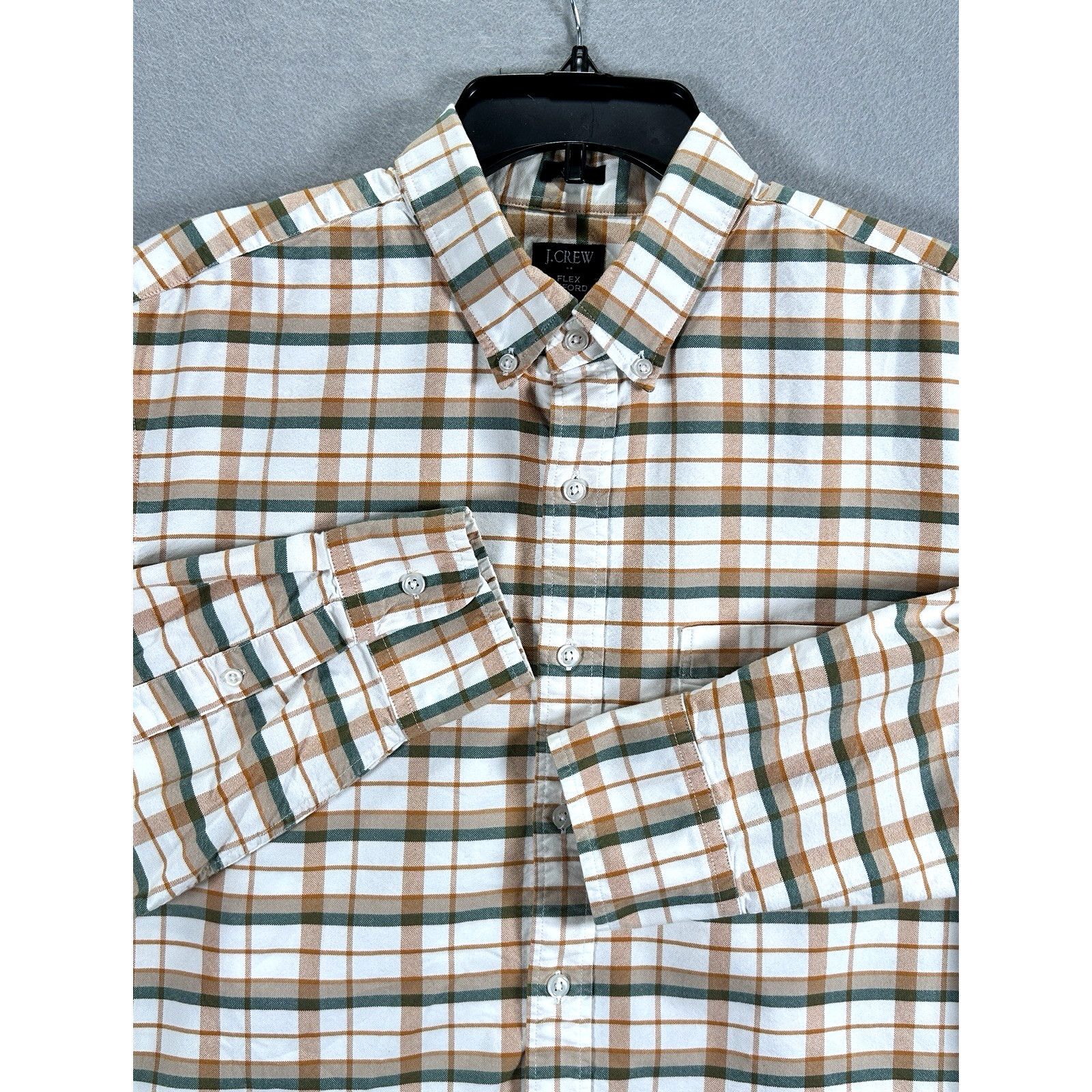 J.Crew J Crew Slim Fit Oxford Long Sleeve Orange Green White Plaid Size US M / EU 48-50 / 2 - 1 Thumbnail