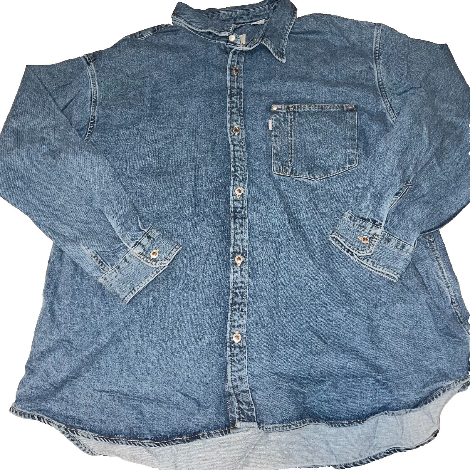 Levi's Levi's Silver Tab Denim Oversized Blue Pocket Shirt Men's XL Size US XL / EU 56 / 4 - 1 Thumbnail