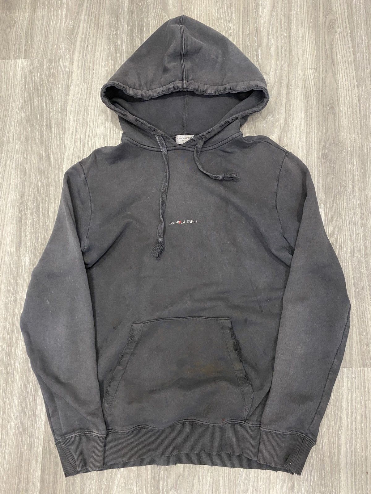 Saint Laurent Paris Saint Laurent Hedi Slimane Logo Hoodie Distressing Size US M / EU 48-50 / 2 - 1 Thumbnail