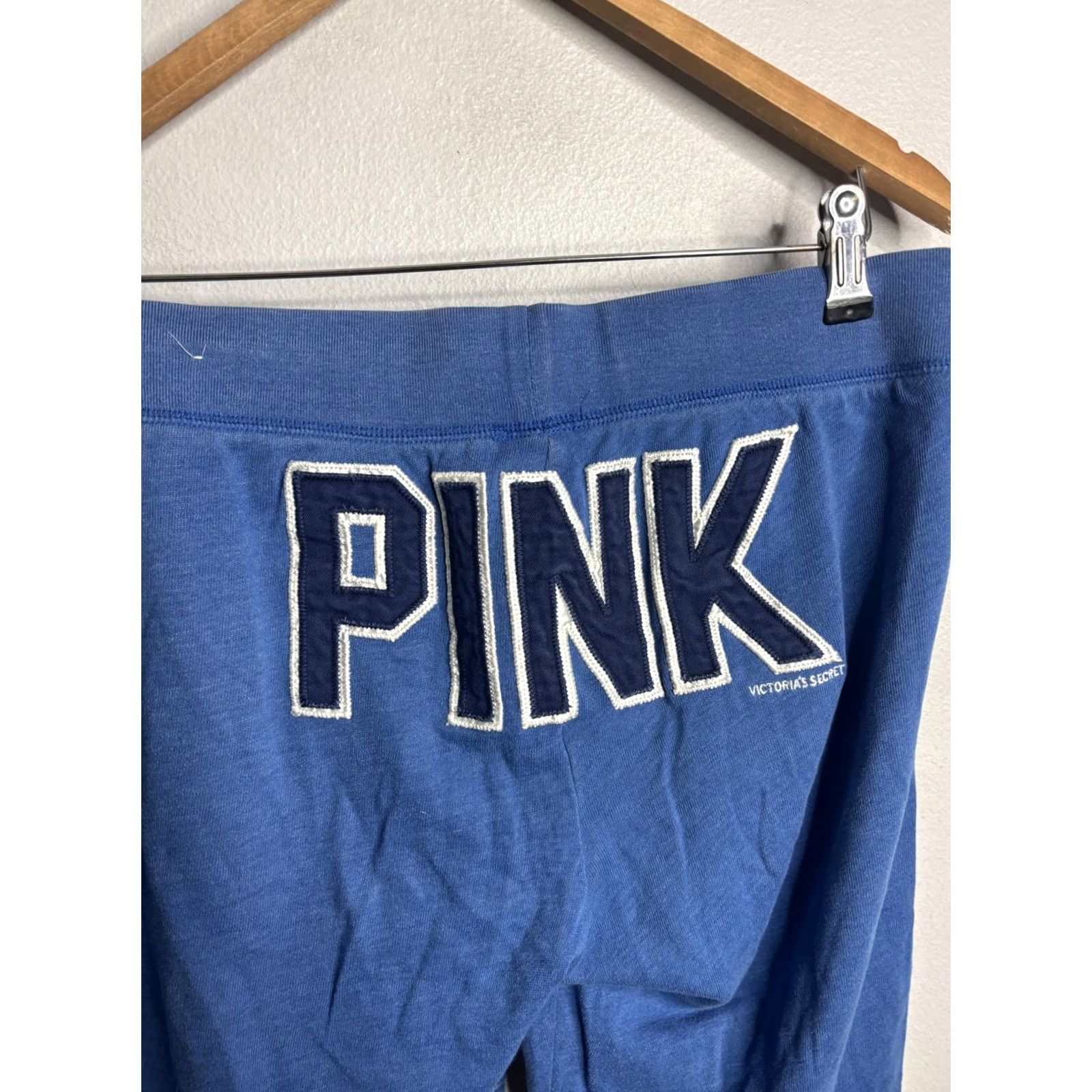 Pinko PINK Victoria's Secret Sweatpants Womens Small Blue Capri Joggers Logo Applique Size 26" / US 2 / IT 38 - 2 Thumbnail