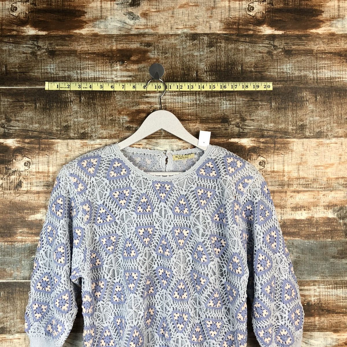 Homespun Knitwear × Japanese Brand Royal Ciny crochet meshnet vintage Blue Knitwear #A1374 Size M / US 6-8 / IT 42-44 - 5 Thumbnail