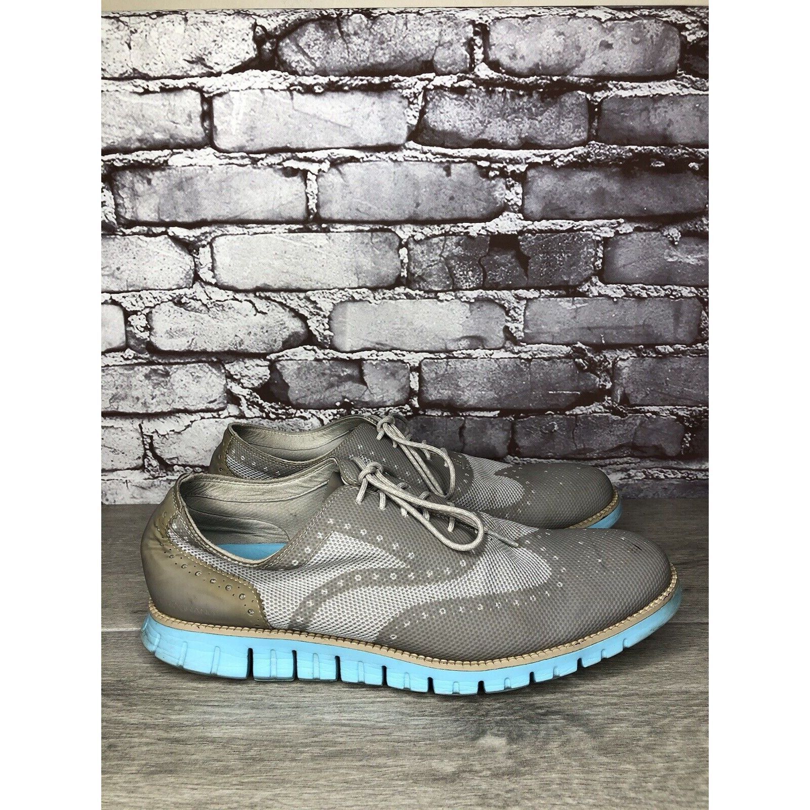 Cole Haan Cole Haan ZeroGrand Grand.OS Gray Mesh Wingtip Blue Shoes Me Size US 12 / EU 45 - 3 Thumbnail