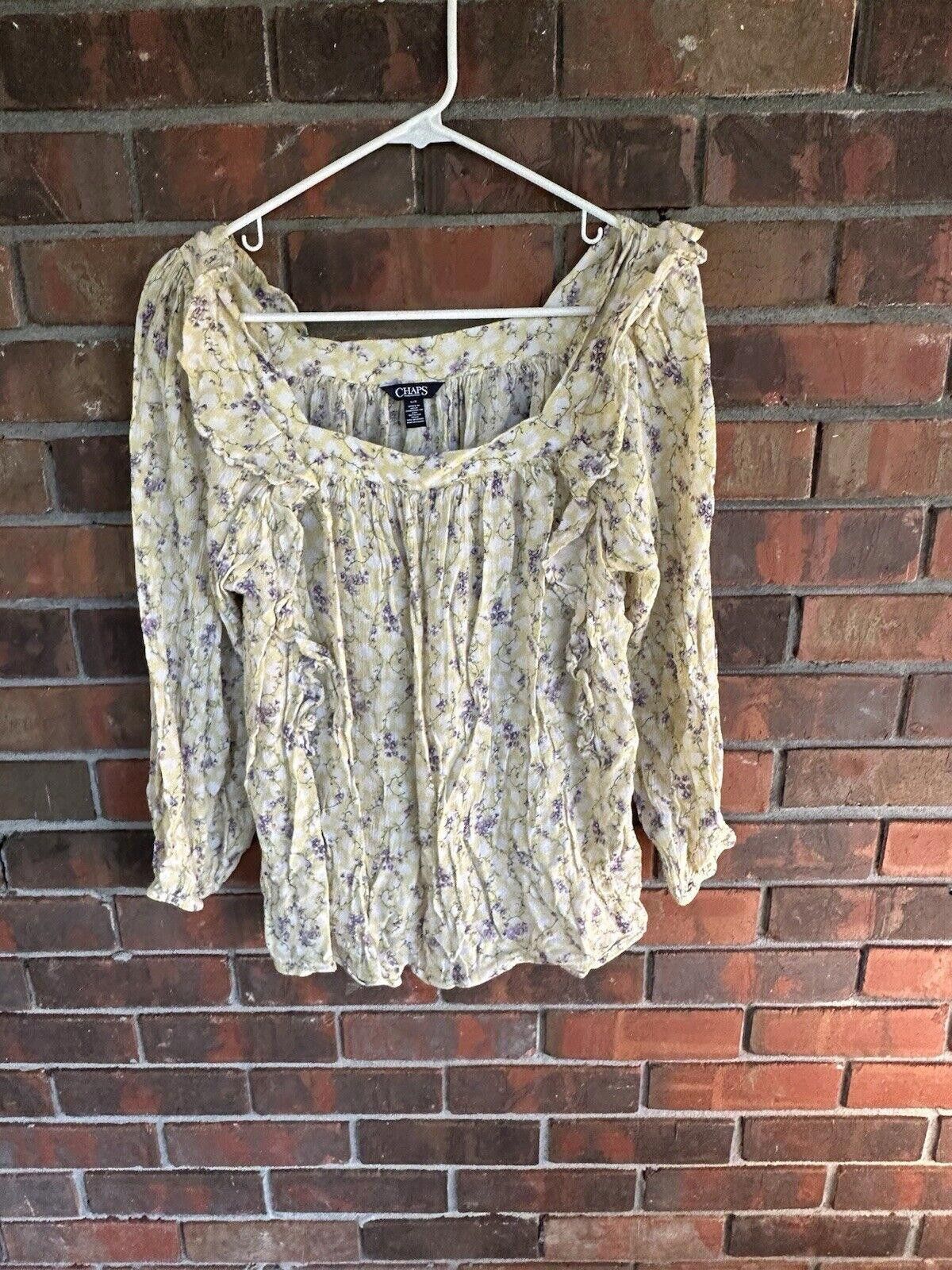 Chaps Women's Chaps Blouse Large Cottage Core Peasant Yellow Size M / US 6-8 / IT 42-44 - 1 Thumbnail