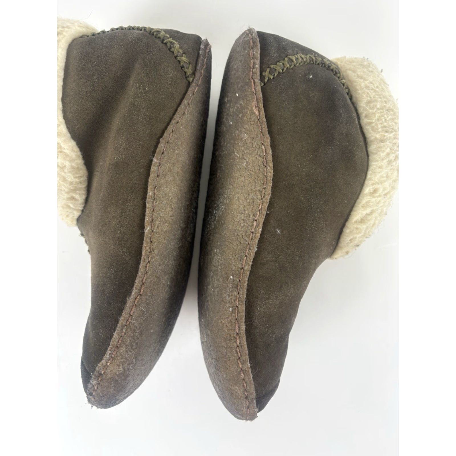 SOREL Sorel Valle Bleue Suede Faux Fur Slip-On Ankle Booties Womens Size 7 Green/Olive Rubber Sole Round Toe Winter Casual Workwear Size US 7 / IT 37 - 4 Thumbnail