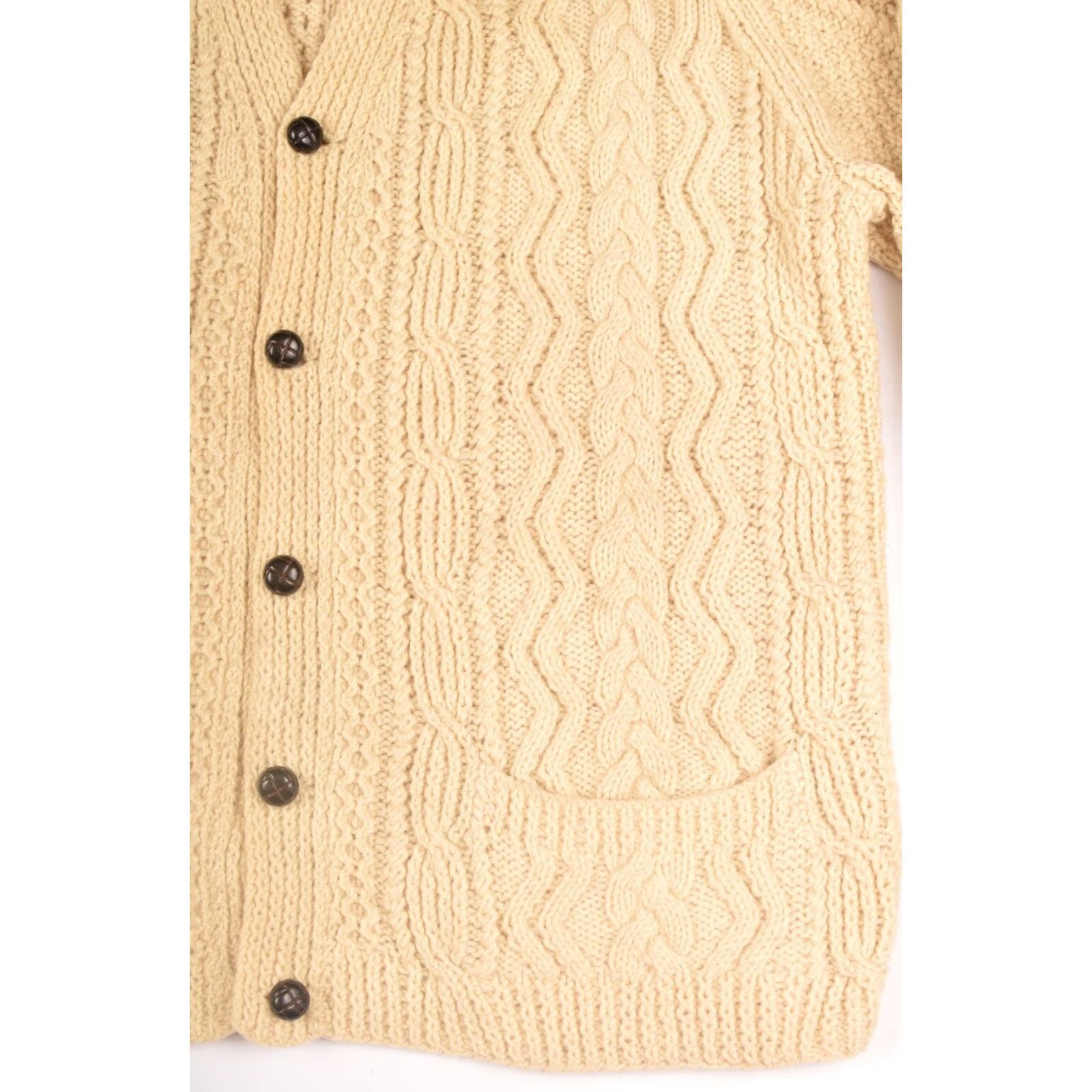 Vintage VINTAGE An Irish Craft Hand-Knit Garment Fisherman Wool Cardigan Sweater Mens OS Ivory Knit Wool 60s 70s Size US M / EU 48-50 / 2 - 3 Thumbnail