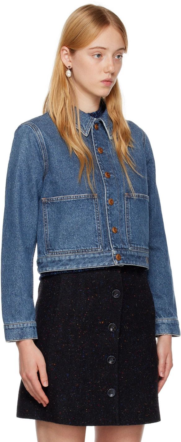 Chloe o1loc1c10425 Denim Jacket in Dusky Blue Size S / US 4 / IT 40 - 4 Thumbnail