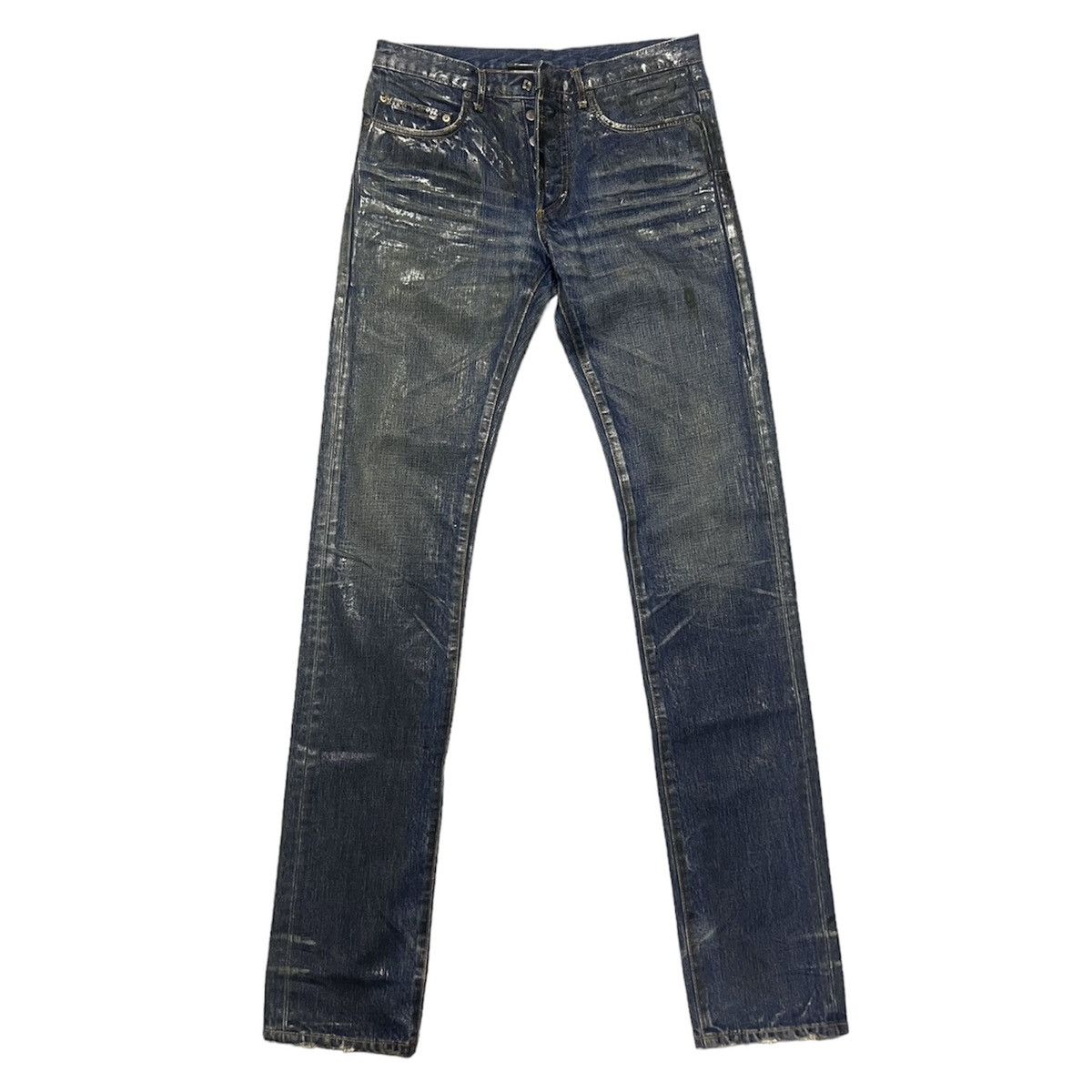 Dior × Kris Van Assche AW08 Waxed Flared Split Cut Jeans
