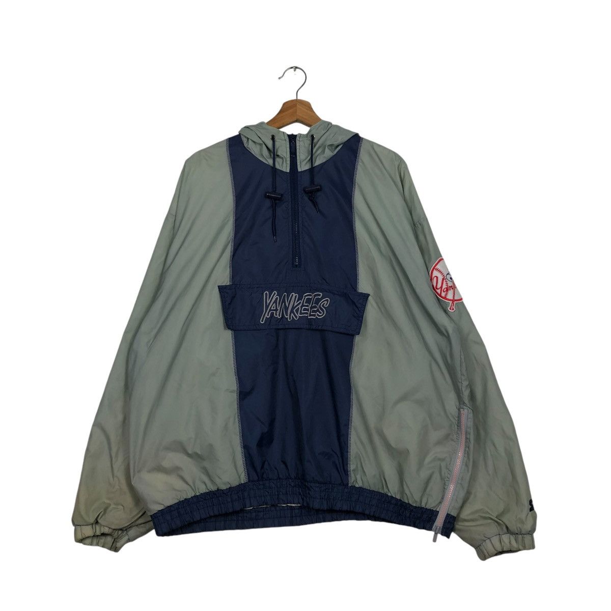 New York Yankees 🔥VINTAGE LIGHT JACKET ANORAK PULL OVER STARTER NY YANKEES Size US L / EU 52-54 / 3 - 15 Thumbnail