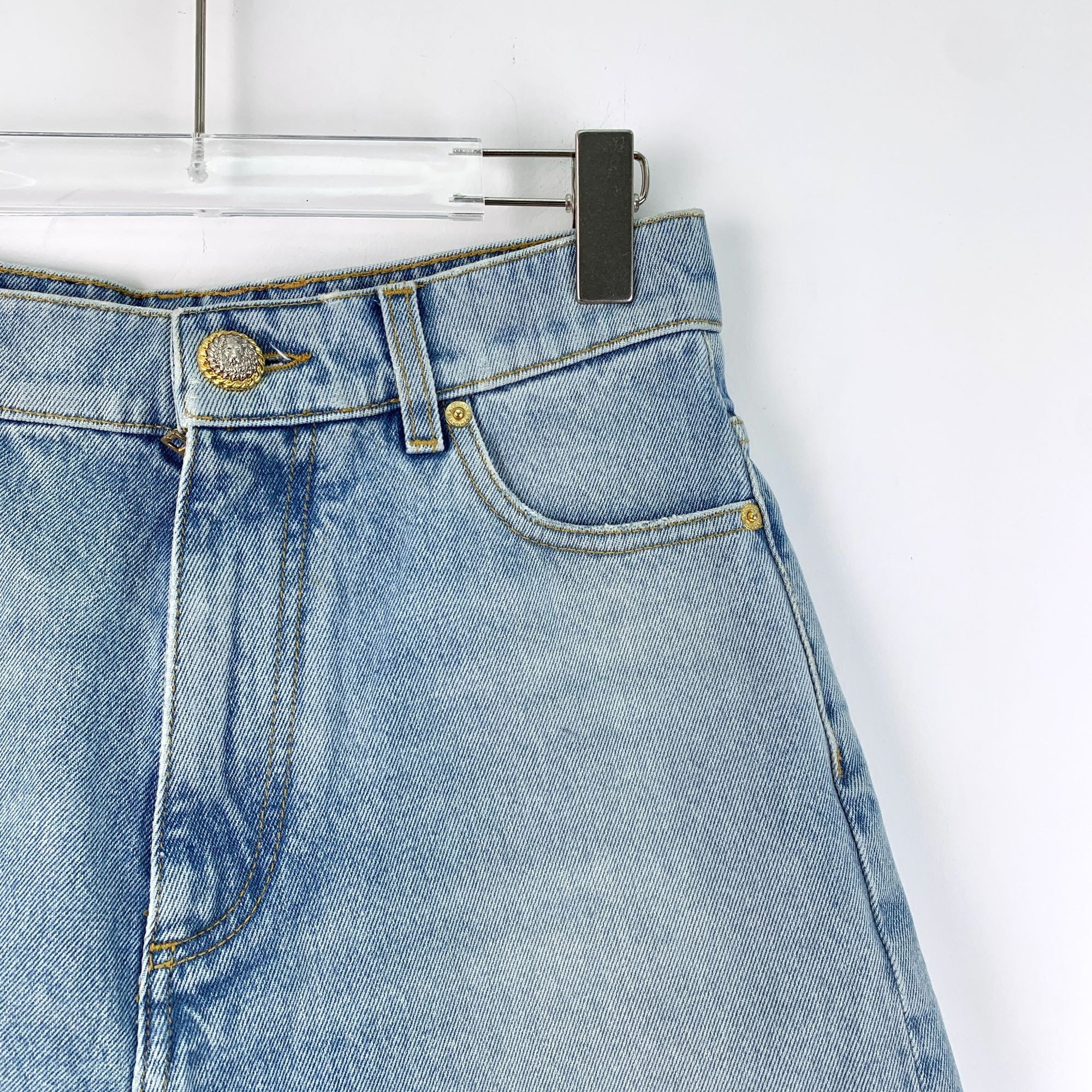 Balmain Balmain Blue Distressed Denim Fringed Shorts XS Limited Edit Size 25" / US 0 / IT 36 - 7 Thumbnail