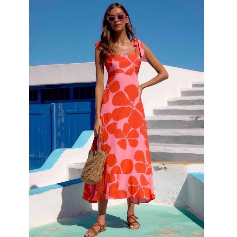 Other Mister Zimi Linen Blend Floral Midi Iris Dress in Hydra 4 Size S / US 4 / IT 40 - 1 Thumbnail