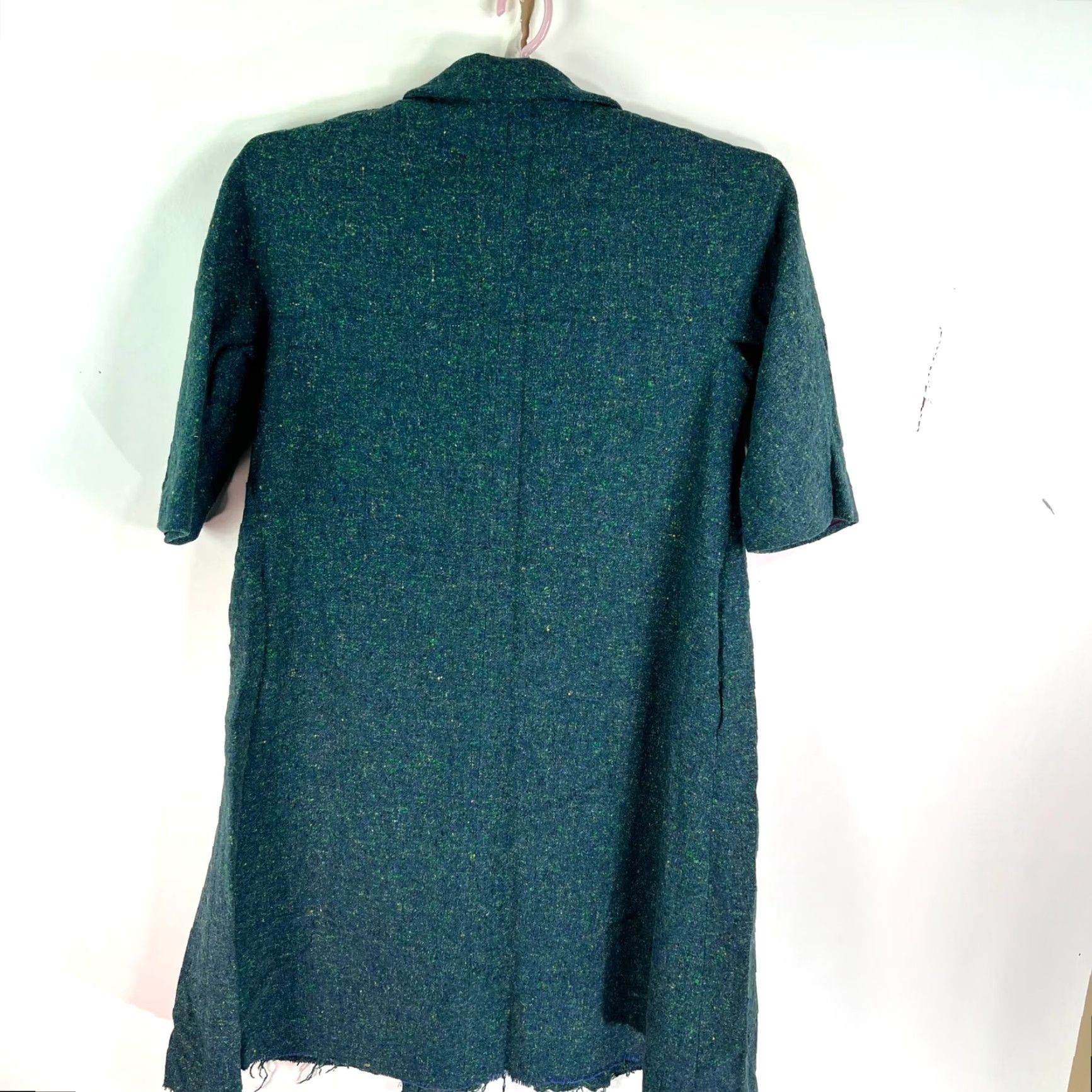 Vogue Vogue Jacket Womens Overcoat M Wool Blend 1/2 Sleeve Green Blue 60's Vintage Designer Regular Jacket Size M / US 6-8 / IT 42-44 - 7 Thumbnail