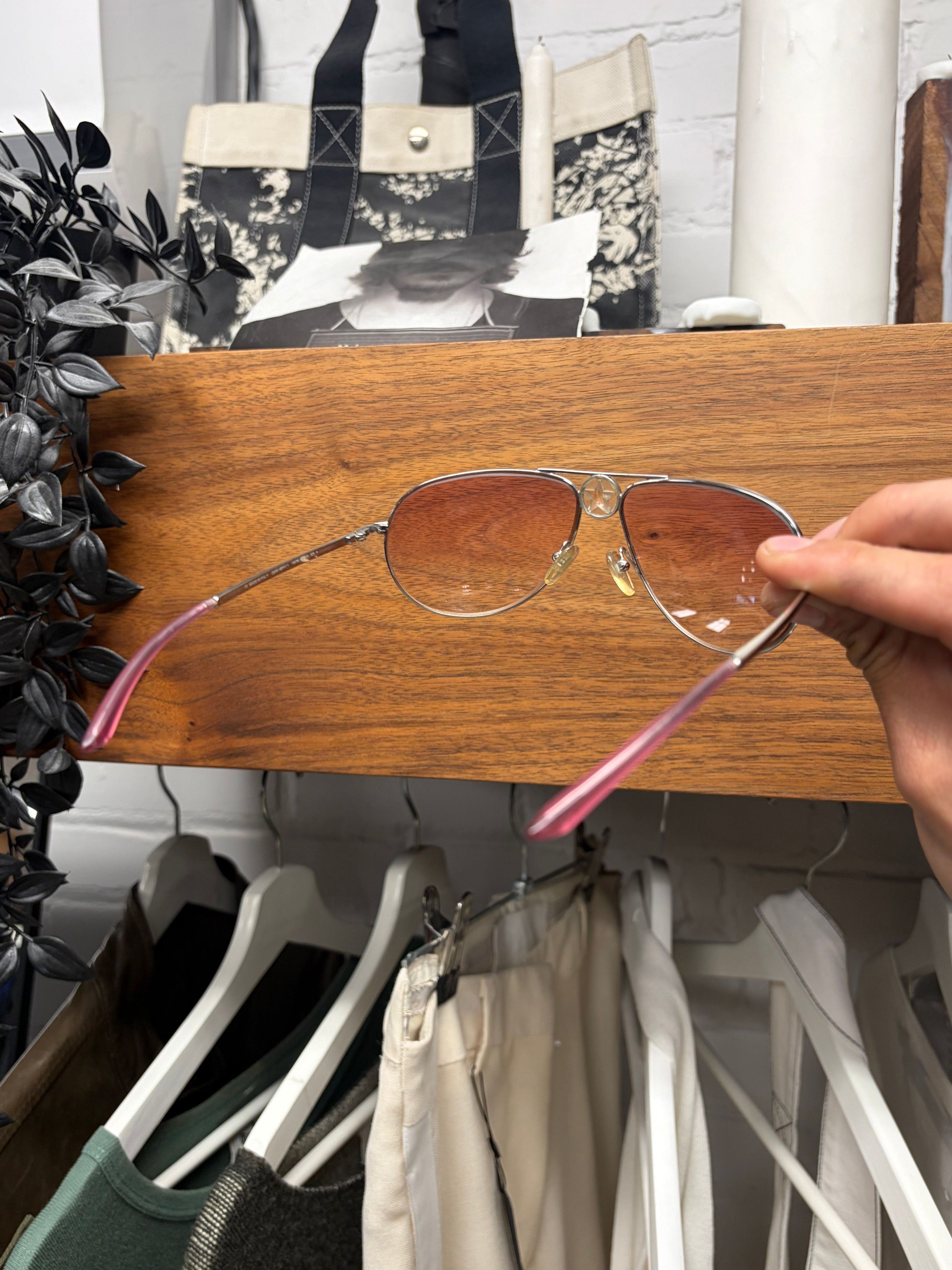 Dior Vintage Dior by John Galliano ‘Hippy 1’ Pink Tinted Star Aviator Sunglasses Size ONE SIZE - 4 Thumbnail