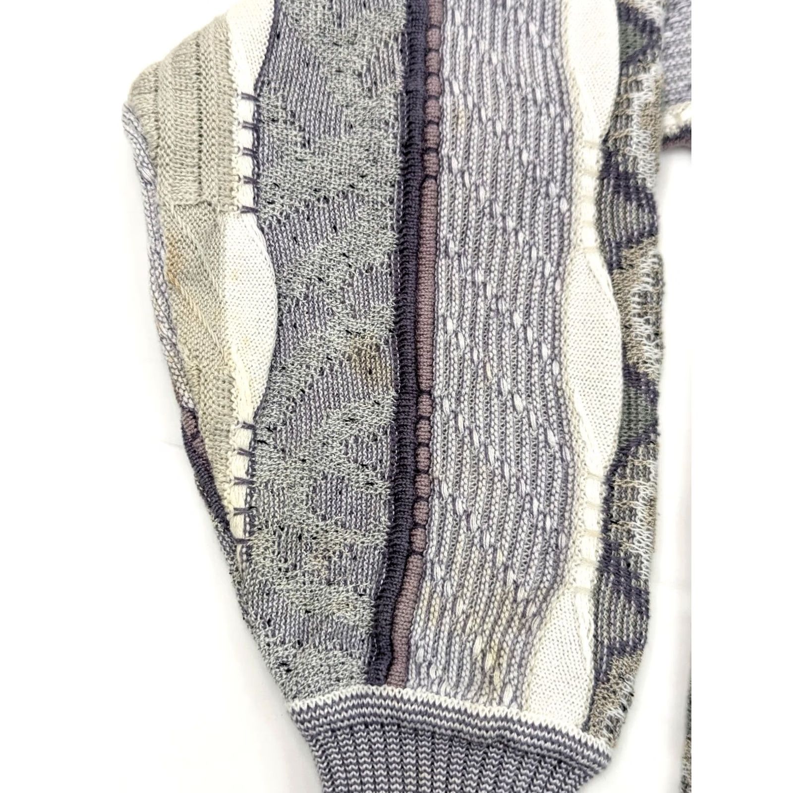 Vintage VINTAGE ST CROIX Cardigan Sweater Abstract Knit Men L Beige Taupe Cotton Blend V-Neck Mens Cardigan Size US L / EU 52-54 / 3 - 3 Thumbnail
