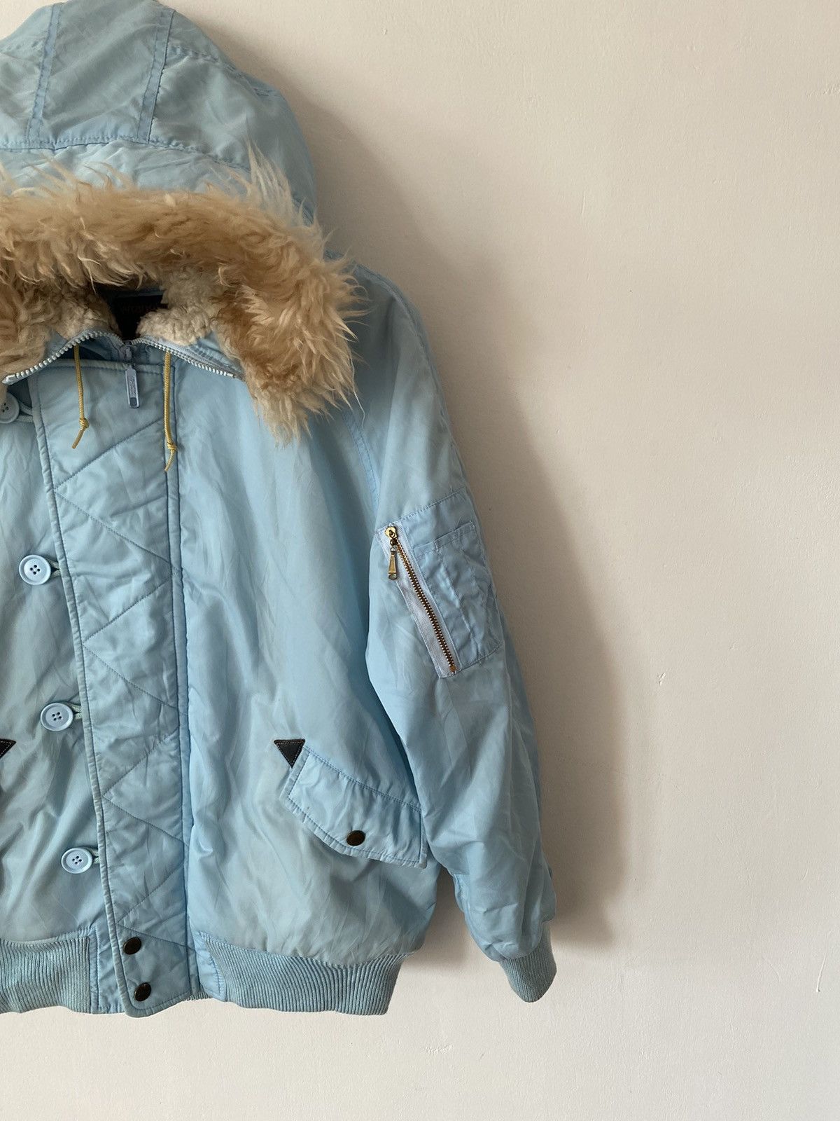 Vintage × Wrangler Vintage Wrangler Lining Fur Hood Bomber Style Flight Jacket Size US L / EU 52-54 / 3 - 3 Thumbnail