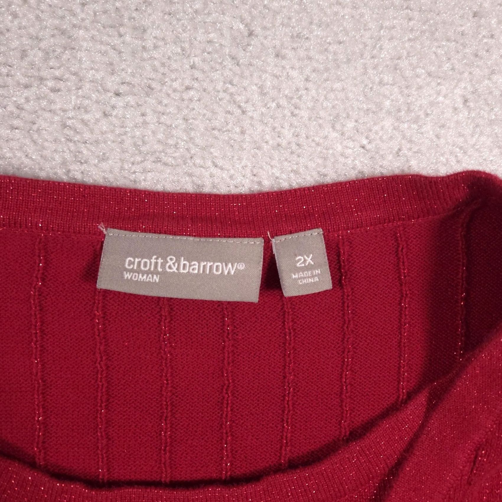 Croft & Barrow VINTAGE? (No) Croft & Barrow Cardigan Sweater Womens 2X Red Cable Knit Sparkle V Neck Twinset Shirt Womens 2X Red Cable Knit Sparkle V-Neck Twinset Size XXL / US 16-18 / IT 52-54 - 4 Thumbnail