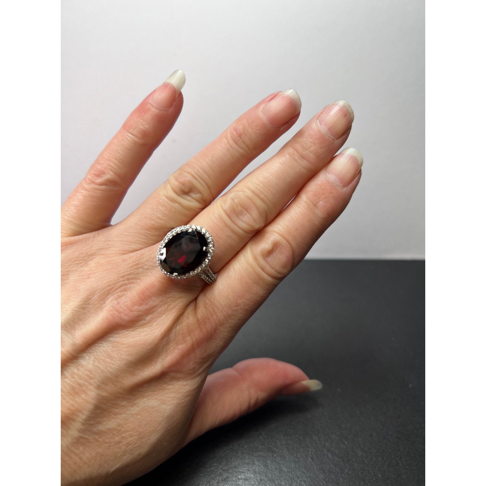 Other Garnet and zircon sterling silver cathedral halo ring size 9 Size ONE SIZE - 2 Thumbnail