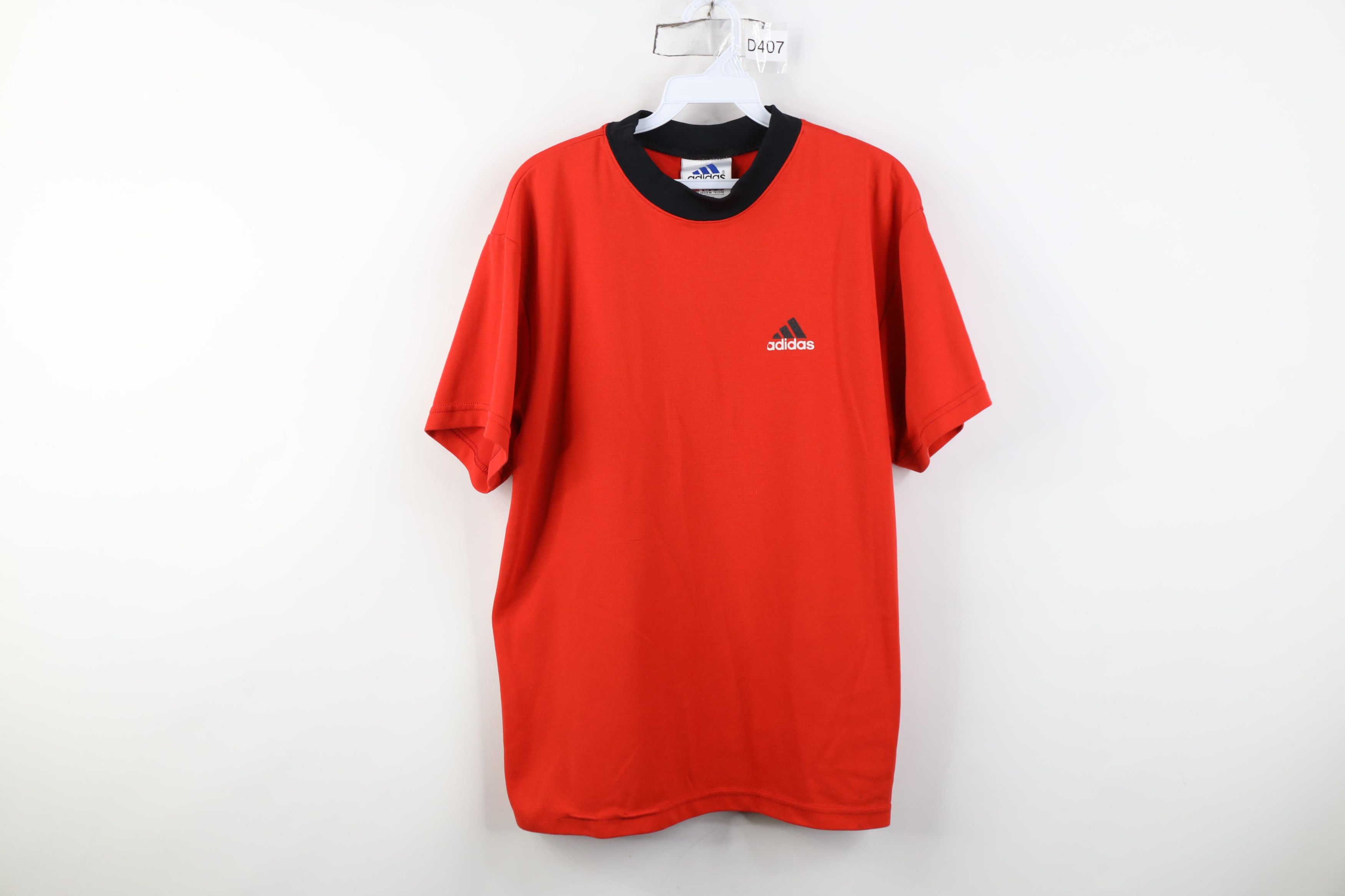 Adidas Vintage 90s Adidas Thermal Knit Short Sleeve T-Shirt Red Size US M / EU 48-50 / 2 - 1 Thumbnail