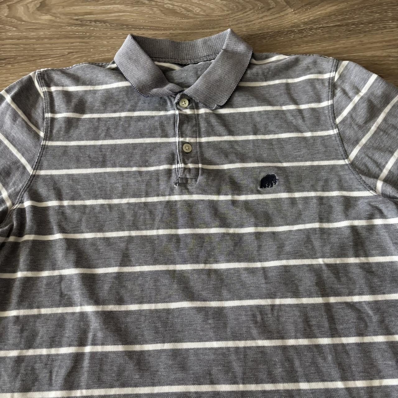 Japanese Brand Crazy Vintage Y2K/2000s Grey Striped Polo Shirt! Fits M Size US M / EU 48-50 / 2 - 2 Thumbnail