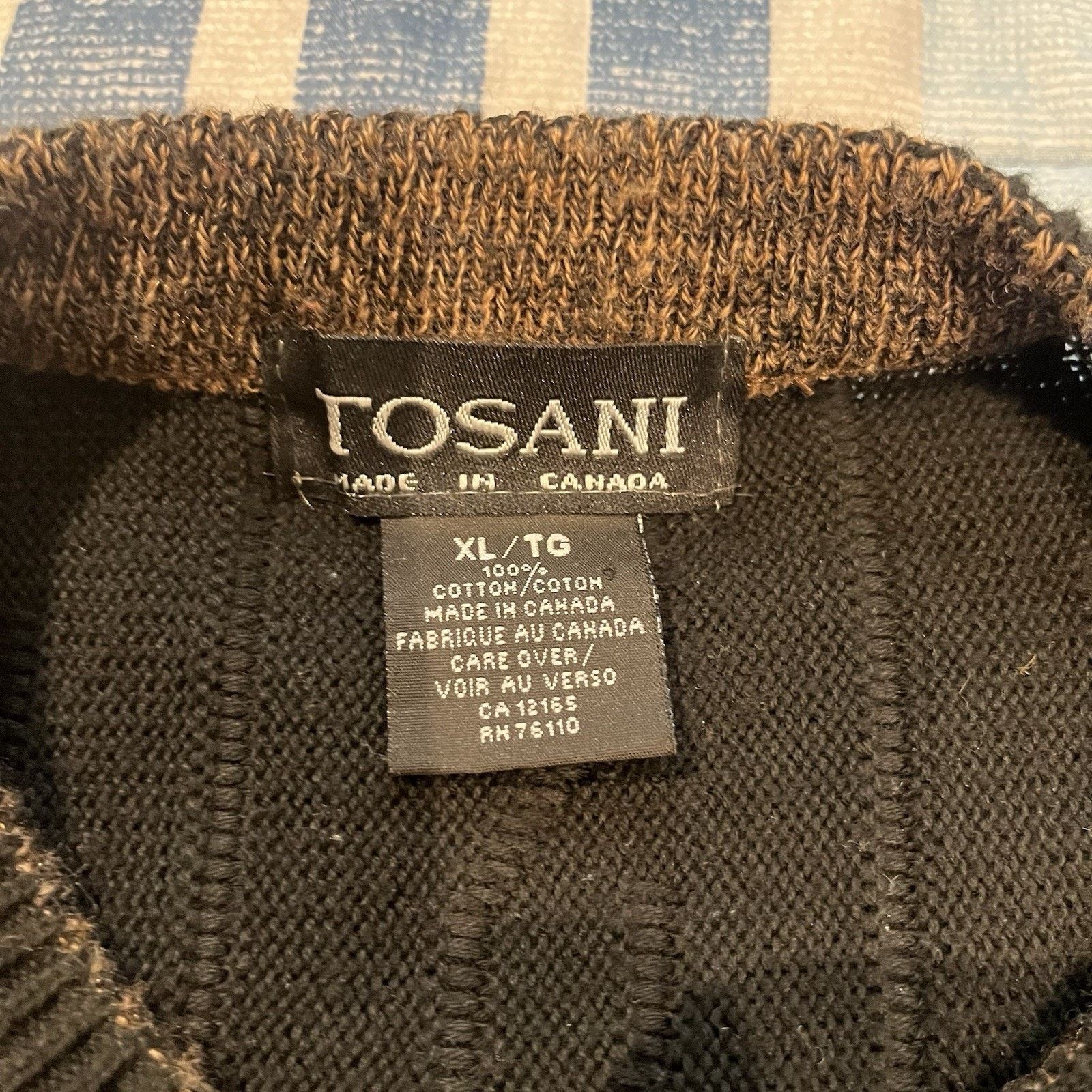 Other VTG Tosani Men's XL black/brown long sleeve crewneck sweater Size US XL / EU 56 / 4 - 7 Thumbnail