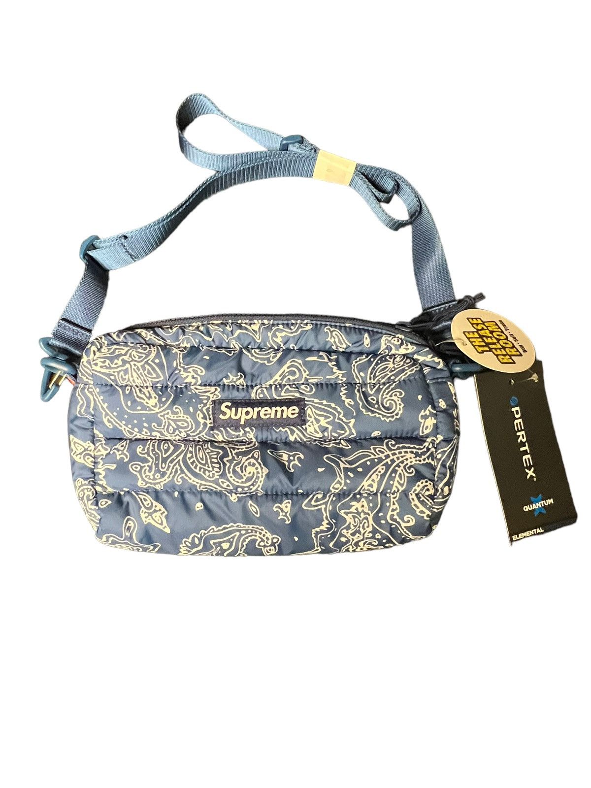 Supreme Puffer Side Bag Blue Paisley