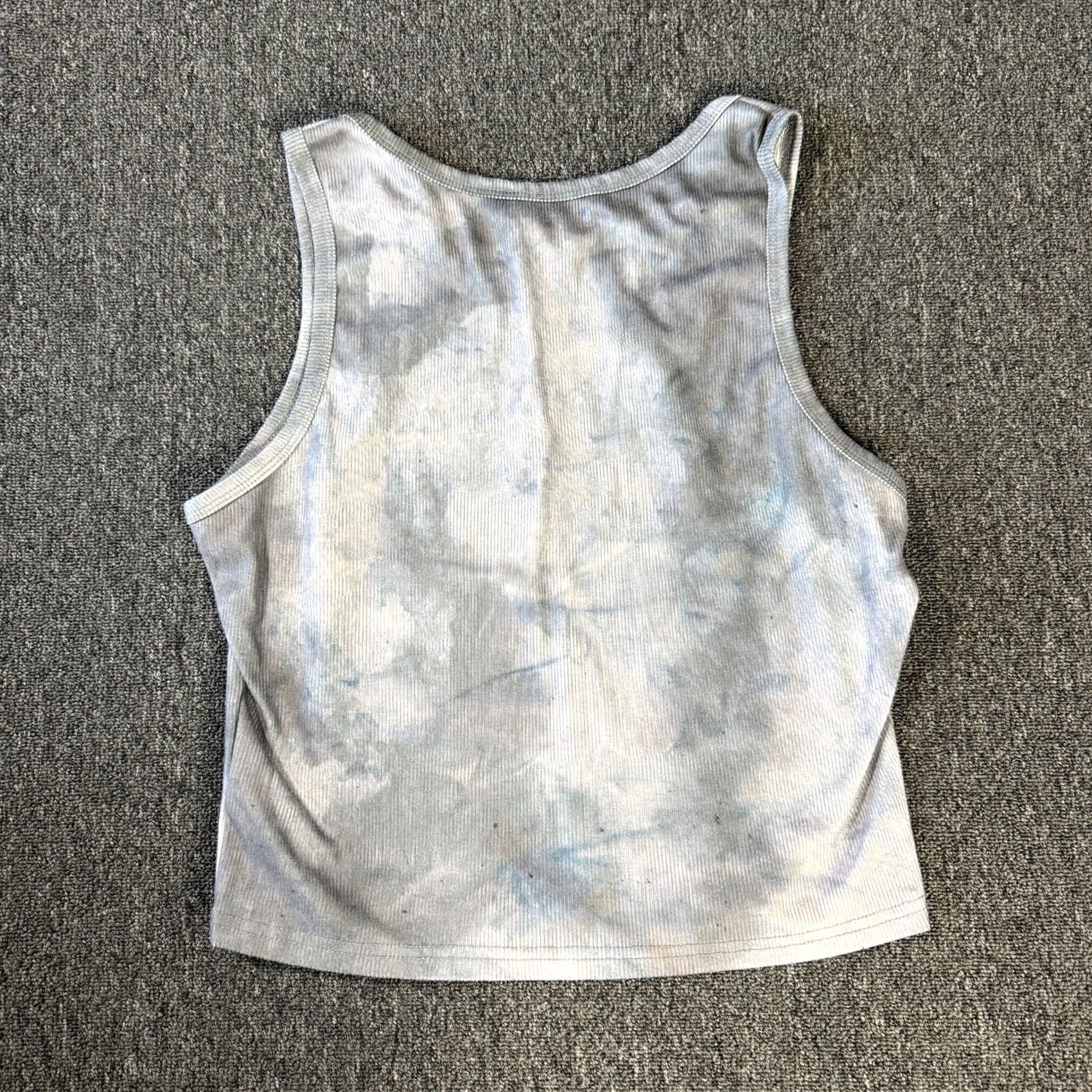 Vintage VINTAGE Tank Top M Gray Black Tie-Dye Sleeveless Grunge Punk Cropped Ribbed Y2k Women Size M / US 6-8 / IT 42-44 - 2 Thumbnail