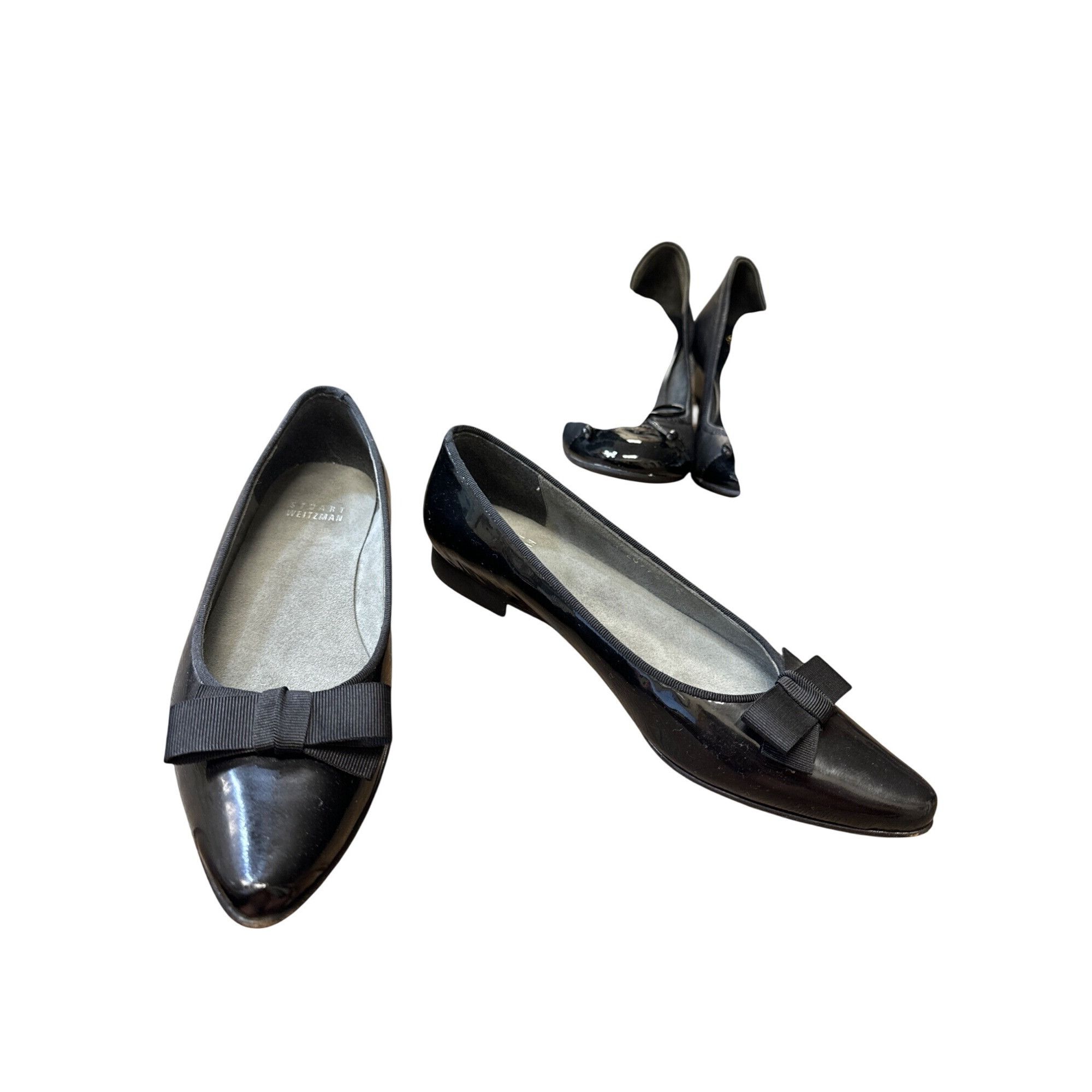 Stuart Weitzman Stuart Weitzman Womens Black Patent Leather Ballet Flats Wit Size US 6.5 / IT 36.5 - 1 Thumbnail