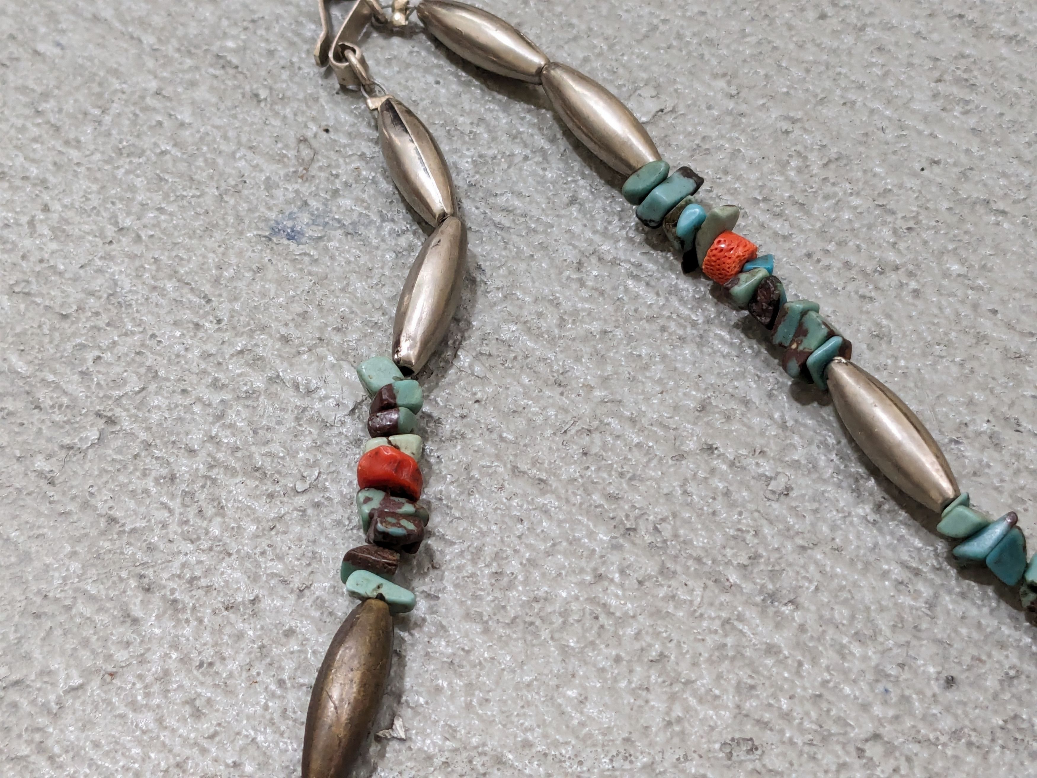 Jewelry Sterling Silver Necklace Turquoise Eagle Native Coral Size ONE SIZE - 10 Thumbnail