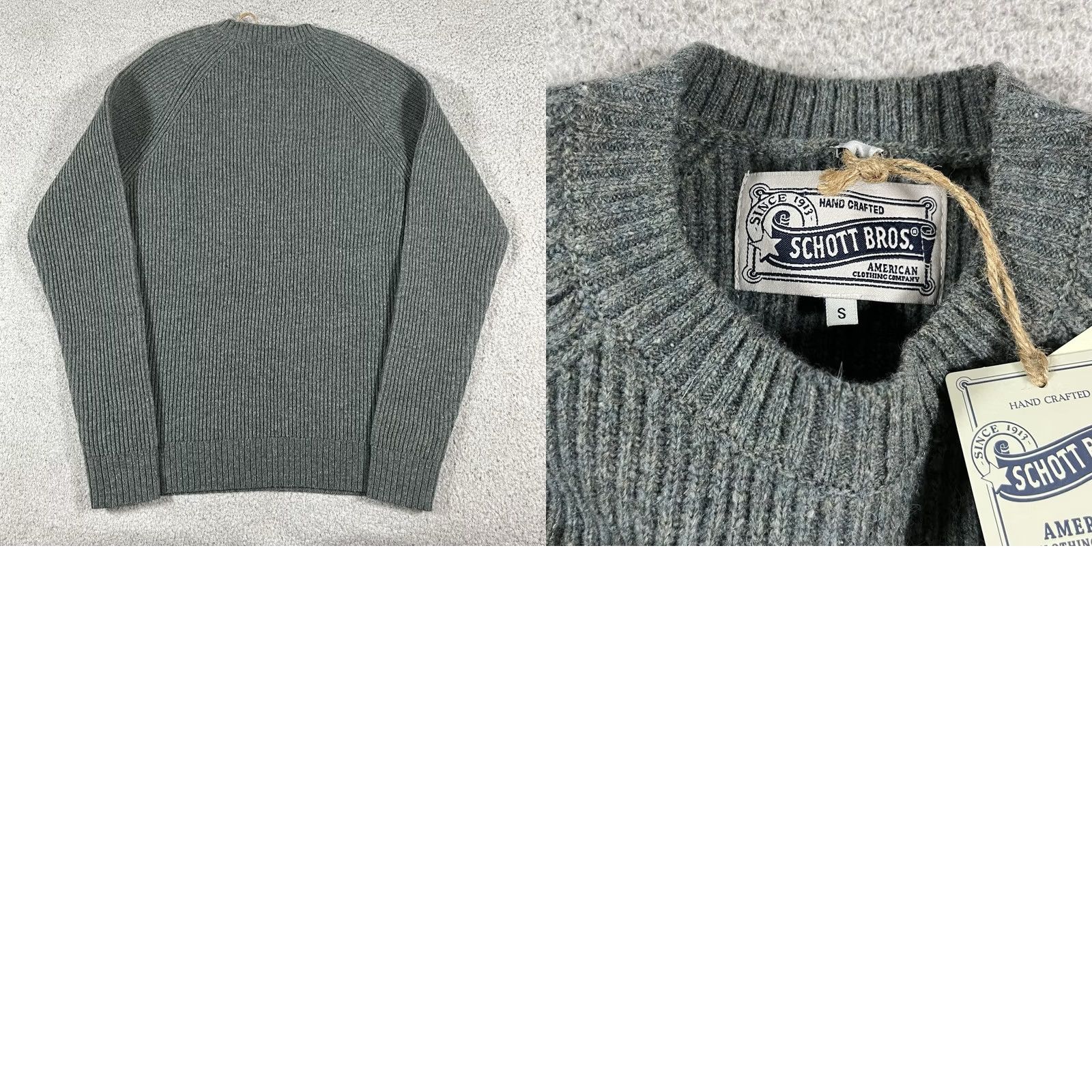 Schott Schott NYC Mens Wool Ribbed Knit Sweater Pullover Crew Neck S Green Winter Fall Classic Army Outdoor Preppy Size US S / EU 44-46 / 1 - 9 Thumbnail