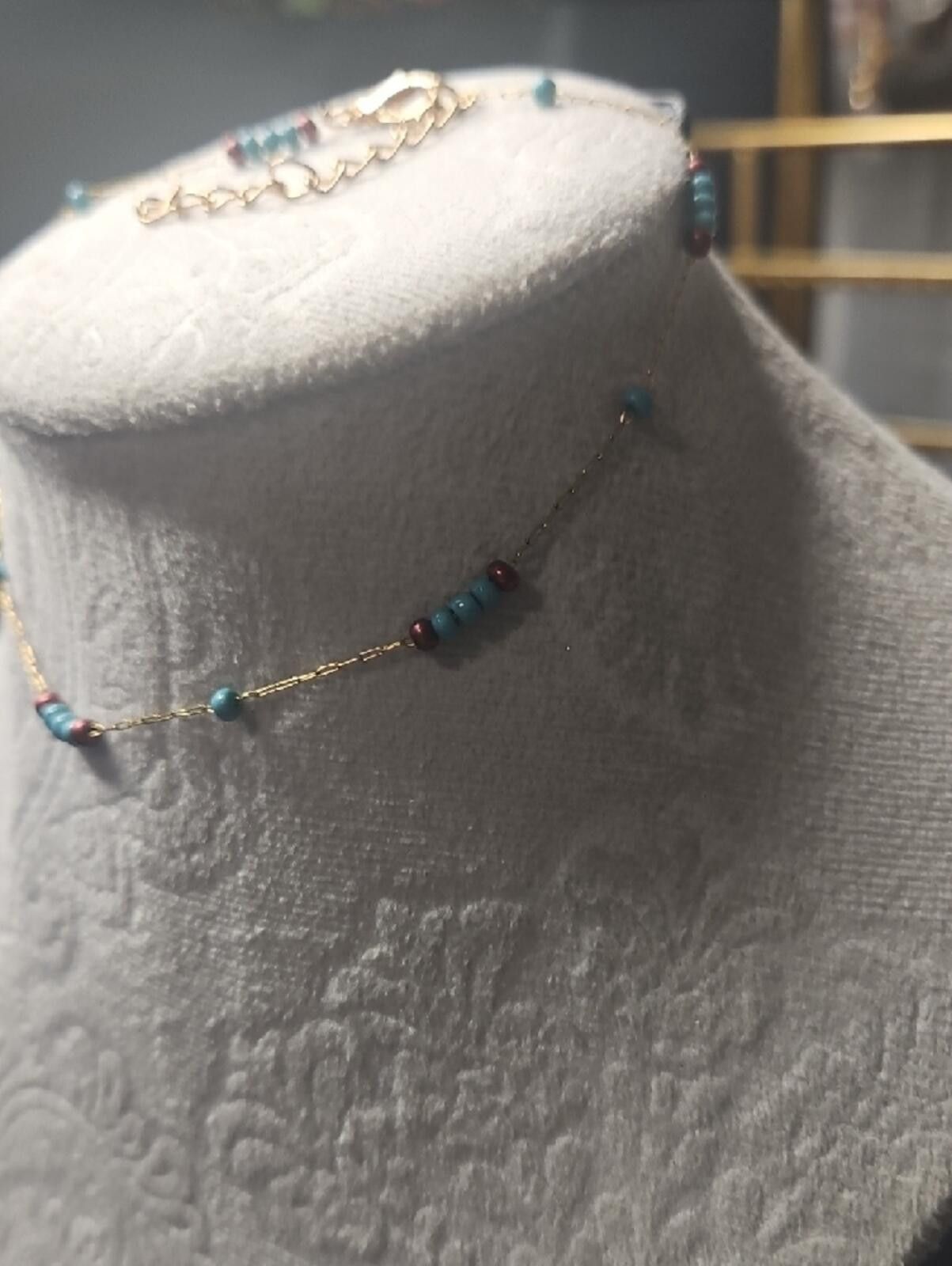 Other Delicate Anklet with Turquoise and Rose Beads Size ONE SIZE - 2 Thumbnail