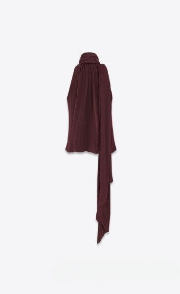 Saint Laurent Paris o1s1wg111124 Oversized Lavallière-Neck Tank Top Silk Size US XS / EU 42 / 0 - 6 Thumbnail