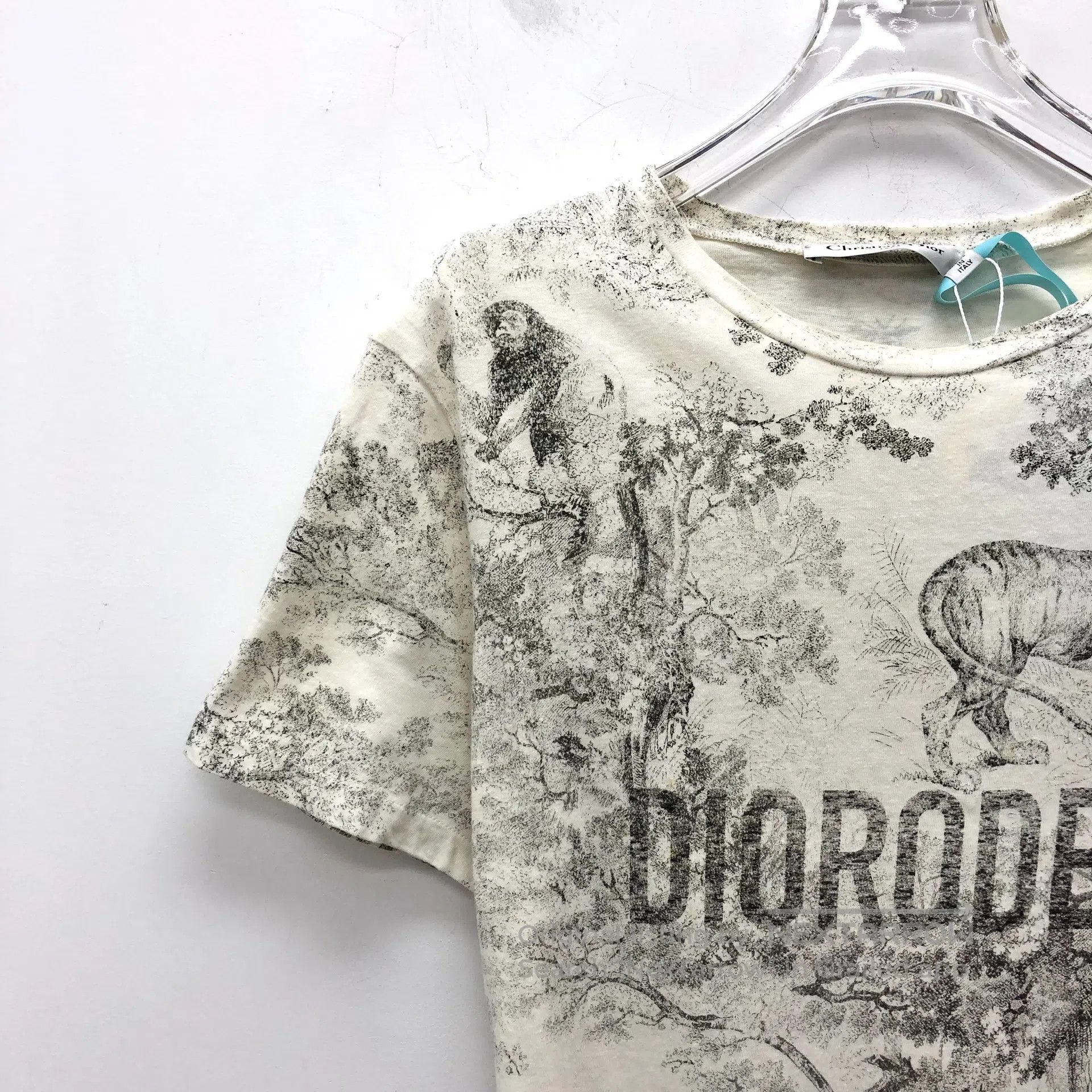 Dior Dior Gray and White Animal Jungle Print Cotton Crew Neck S Size US S / EU 44-46 / 1 - 3 Thumbnail