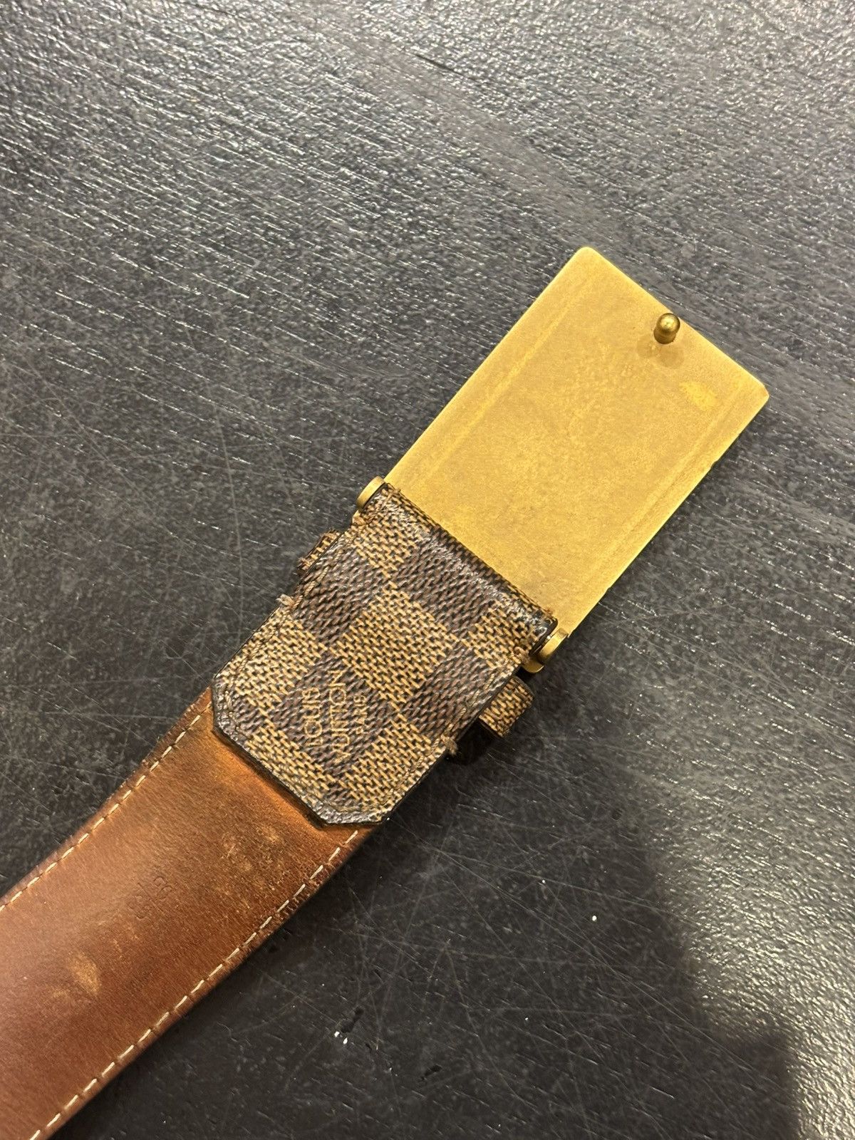 Louis Vuitton Louis Vuitton Square Buckle Damier Belt - Brown Size 36 - 2 Thumbnail