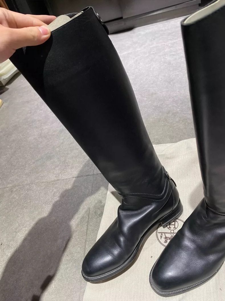 Hermes Hermes Black Women's KneeHigh Boots Size 37-2506 Size US 7 / IT 37 - 2 Thumbnail