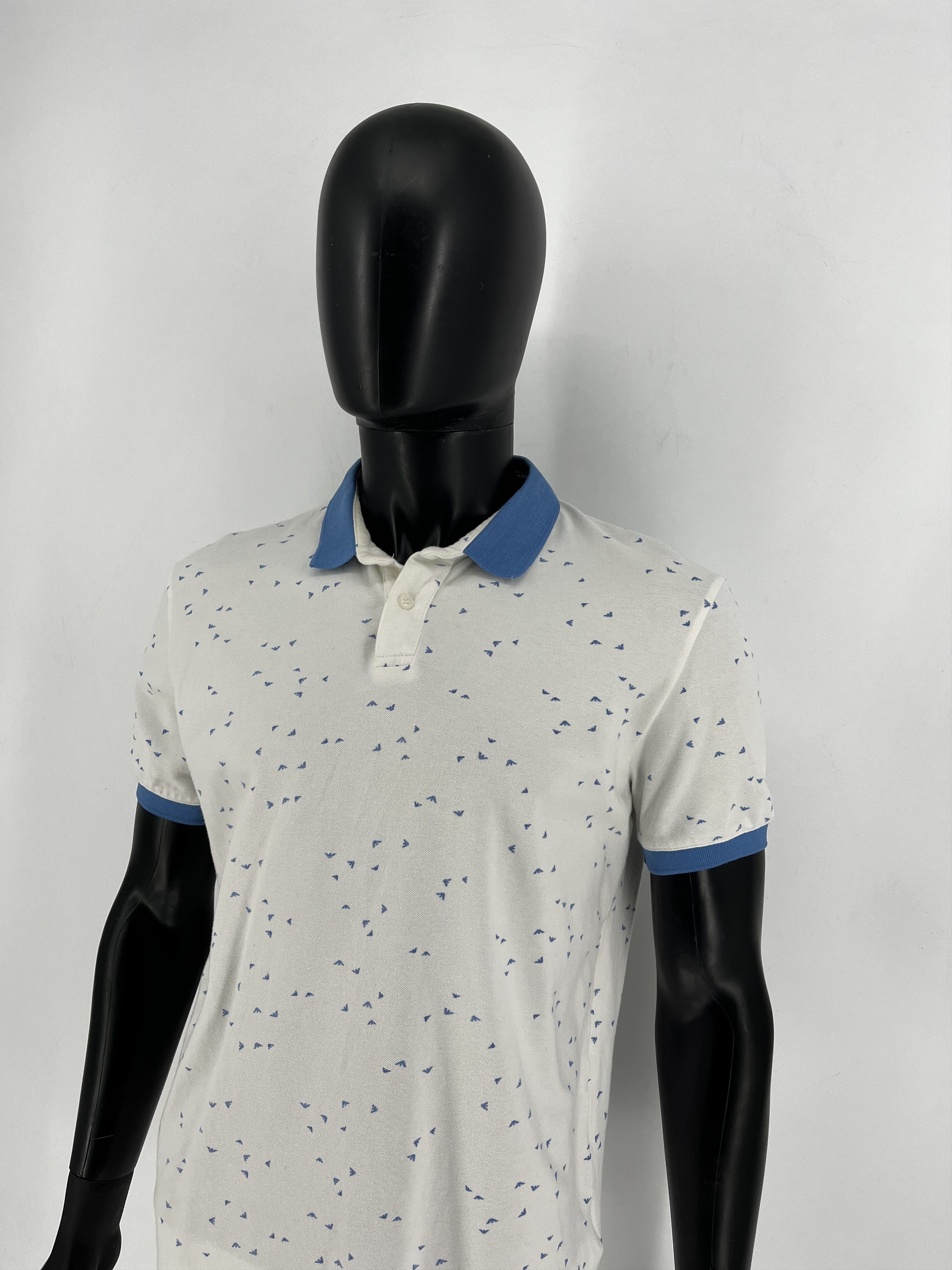 Armani Armani Jeans Monogram Logo Washed White Polo Size L Size US L / EU 52-54 / 3 - 4 Thumbnail