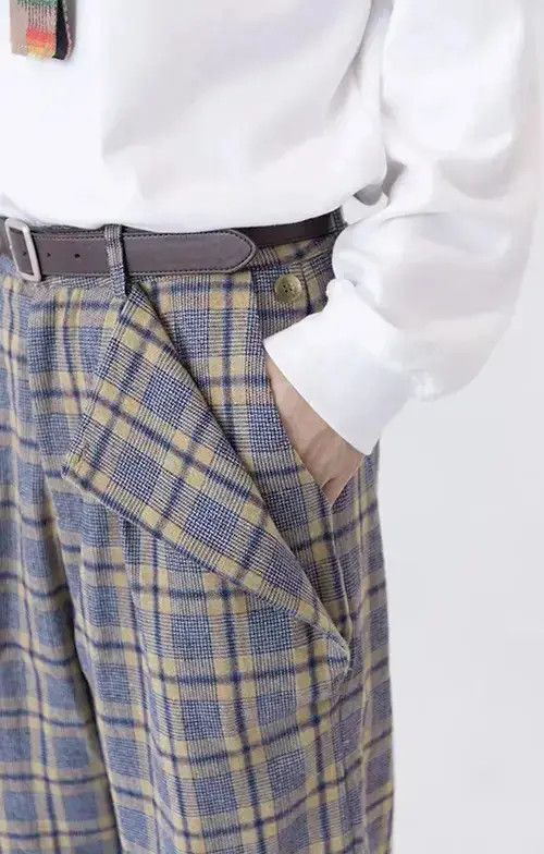 Japanese Brand 20AW Indigo Union Japan Grey Checked Wool Blended Pants Size US 32 / EU 48 - 3 Thumbnail