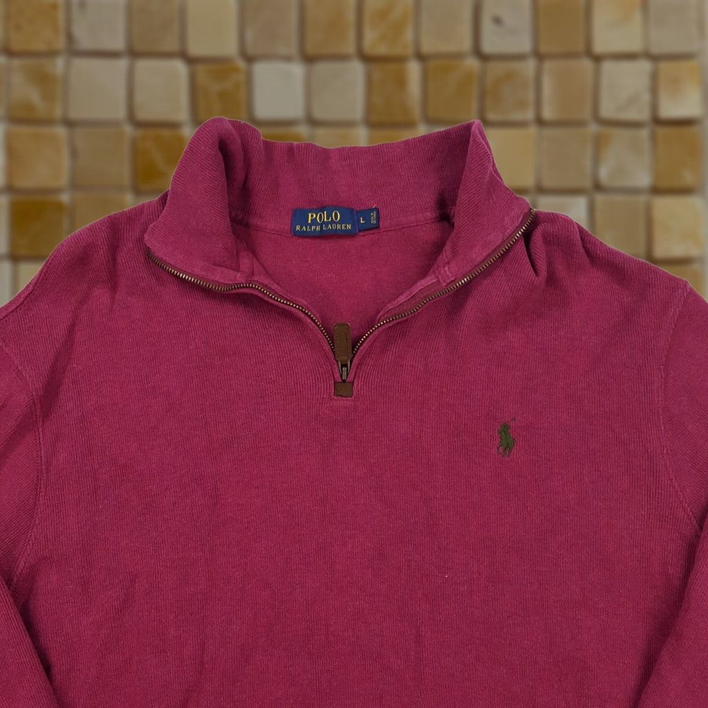 Polo Ralph Lauren VINTAGE Polo Ralph Lauren Pullover Knit 1/4 Zip Pink Men's Large Pony Logo Sweater PRL Size US L / EU 52-54 / 3 - 1 Thumbnail