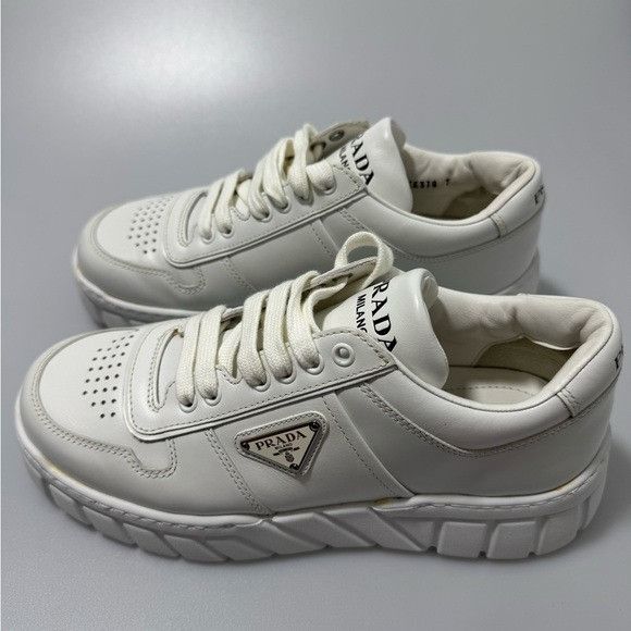 Prada Prada Logo Plaque Chunky Leather Sneakers White Men’s Size 7 Size US 7 / EU 40 - 3 Thumbnail