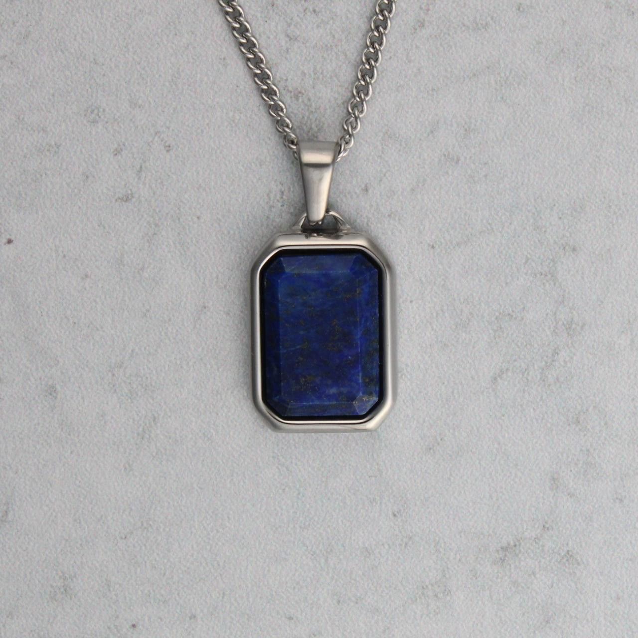 Jewelry Silver Lapis Lazuli Pendant Necklace Size ONE SIZE - 2 Thumbnail