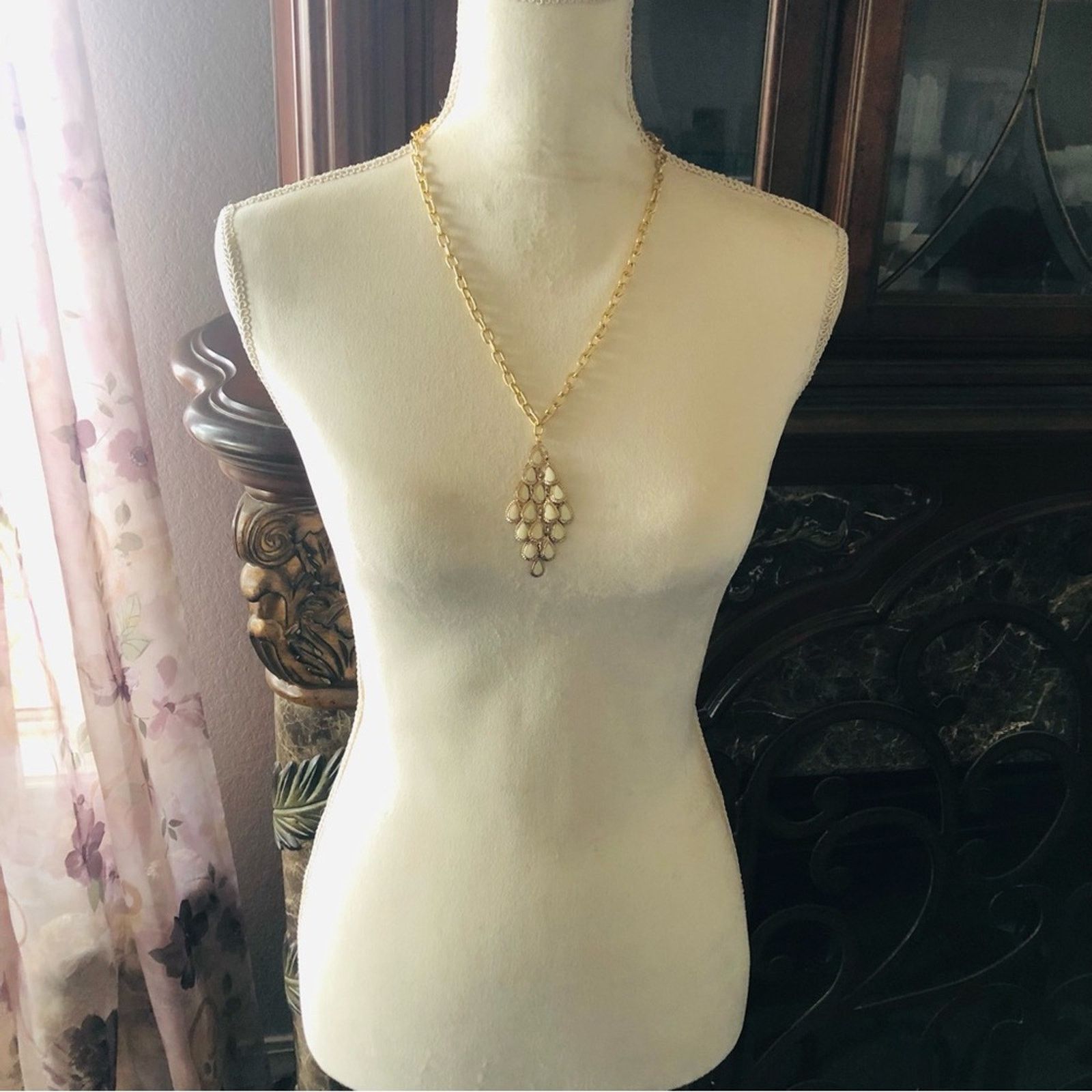 Handmade Hand crafted textured link chandelier pendant necklace Size ONE SIZE - 5 Thumbnail
