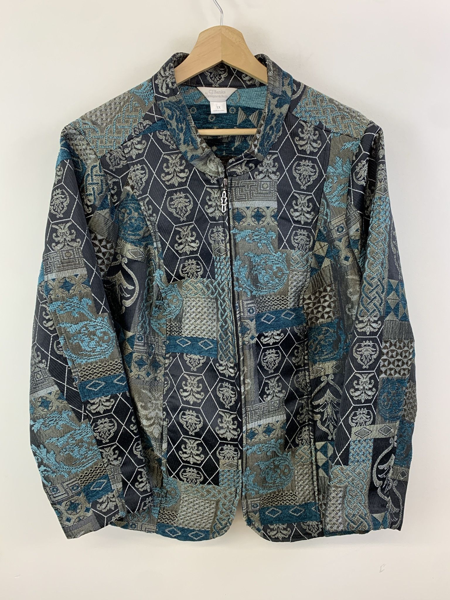 Vintage 1990s Sapphire Tapestry Zip Jacket Cardigan Size L