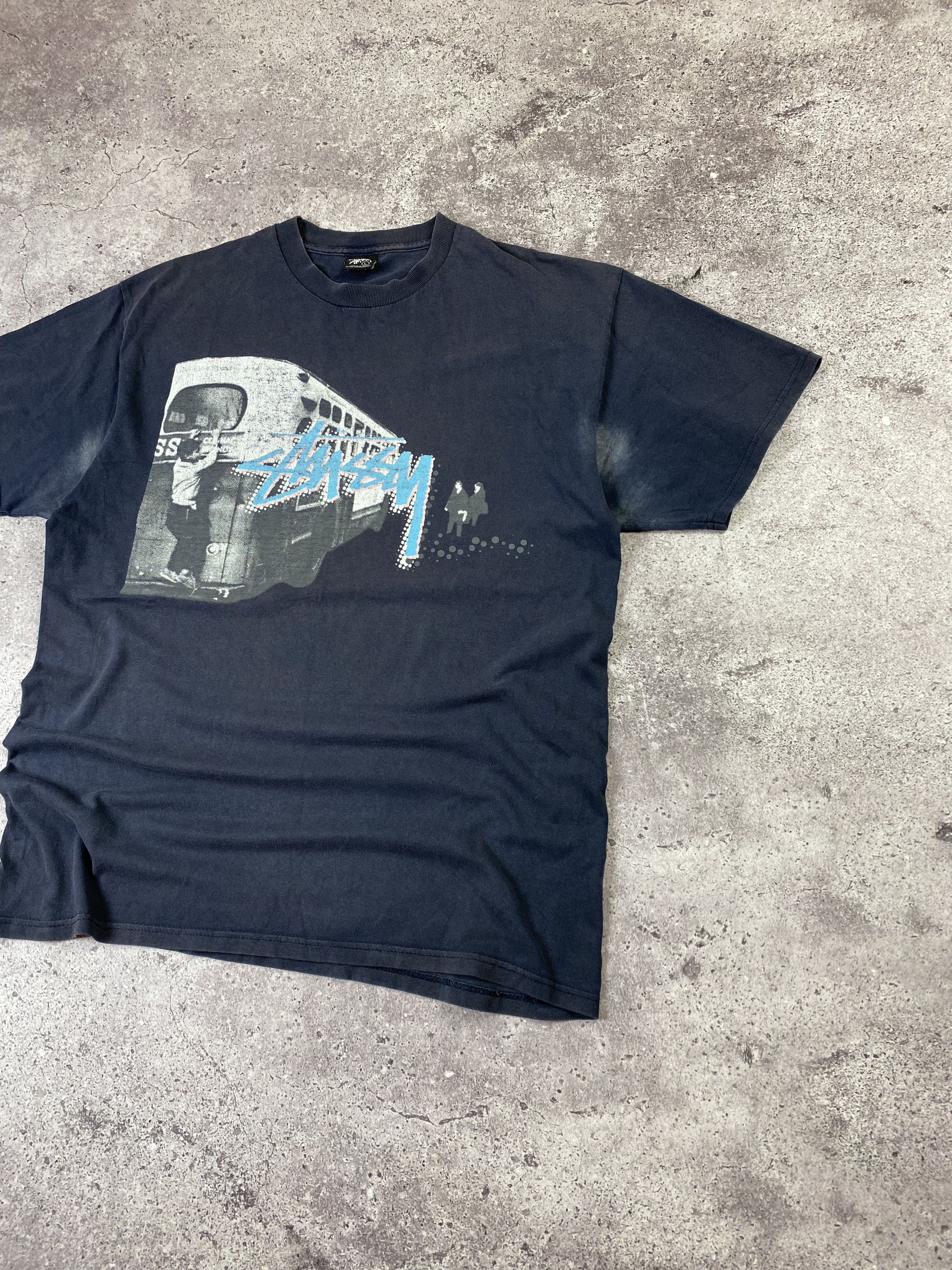 トップス 90s old stussy train tshirt Stussy × Vintage RARE Vintage 90s STUSSY Train Graphite Big