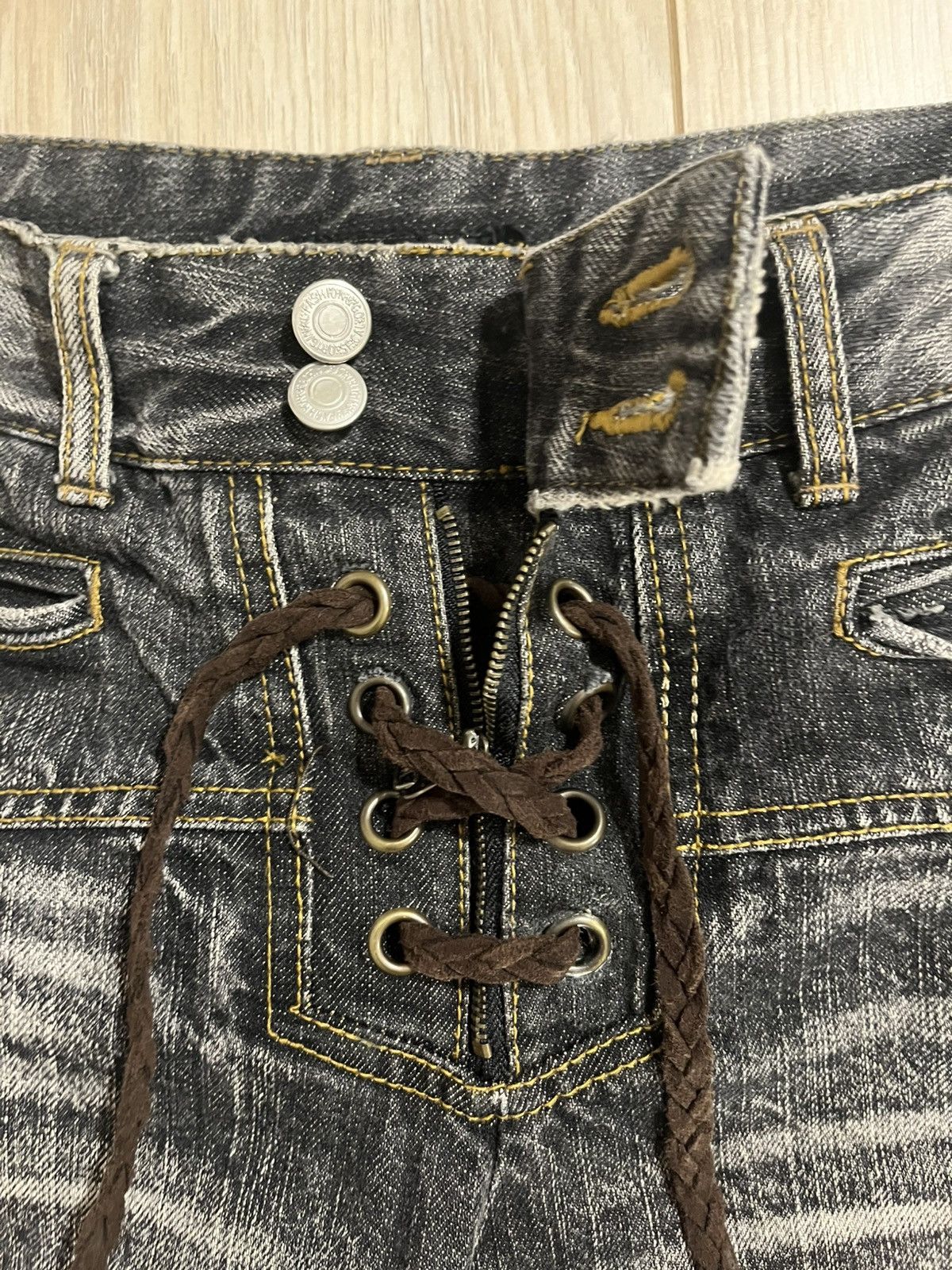 GOSTAR DE FUGA × Japanese Brand Gostar de fuga lace up flared denim Size US 29 - 5 Thumbnail