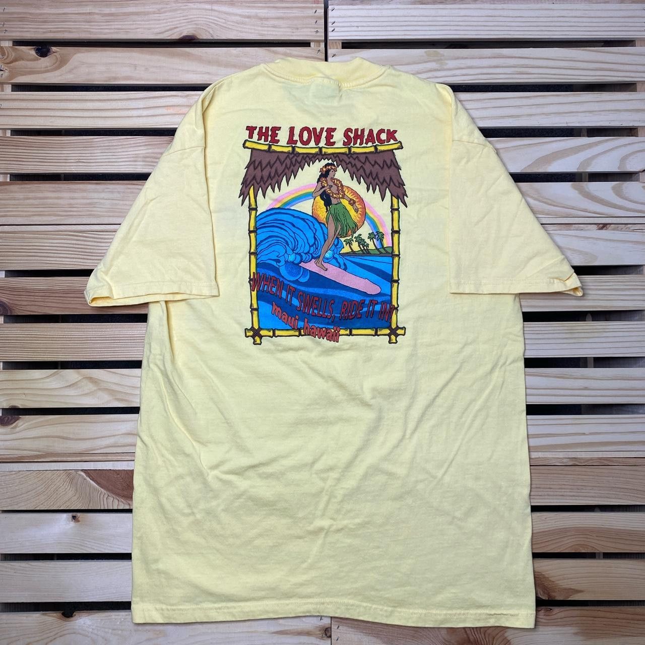 Hanes Vintage The Love Shack Maui, HI Yellow Surf Tee Size Large Size US L / EU 52-54 / 3 - 1 Thumbnail