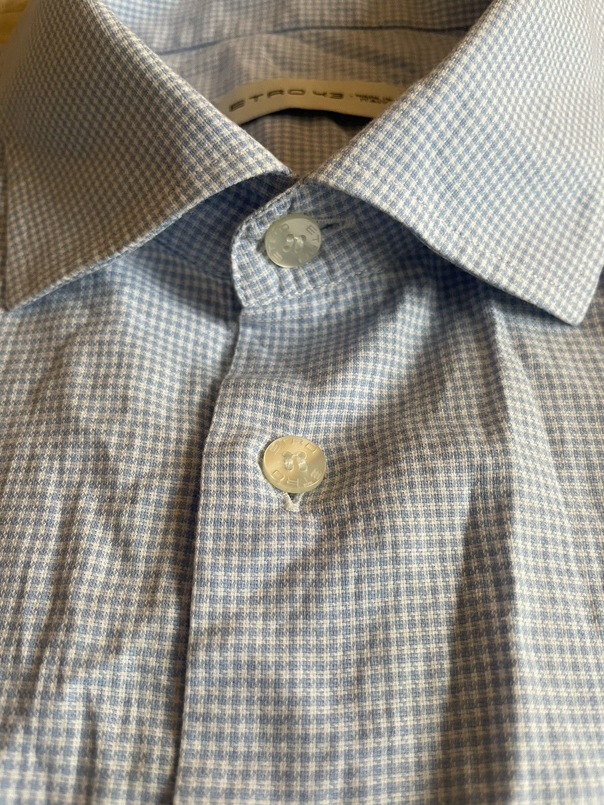 Etro Micro Check Print Spread Collar Shirt Size US XL / EU 56 / 4 - 3 Thumbnail