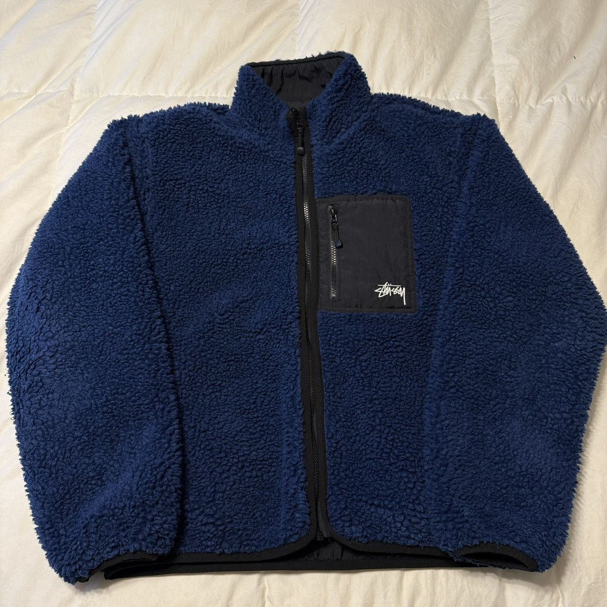 Stussy Stussy Shadow Plaid Sherpa Zip Shirt NAVY / XL | Grailed