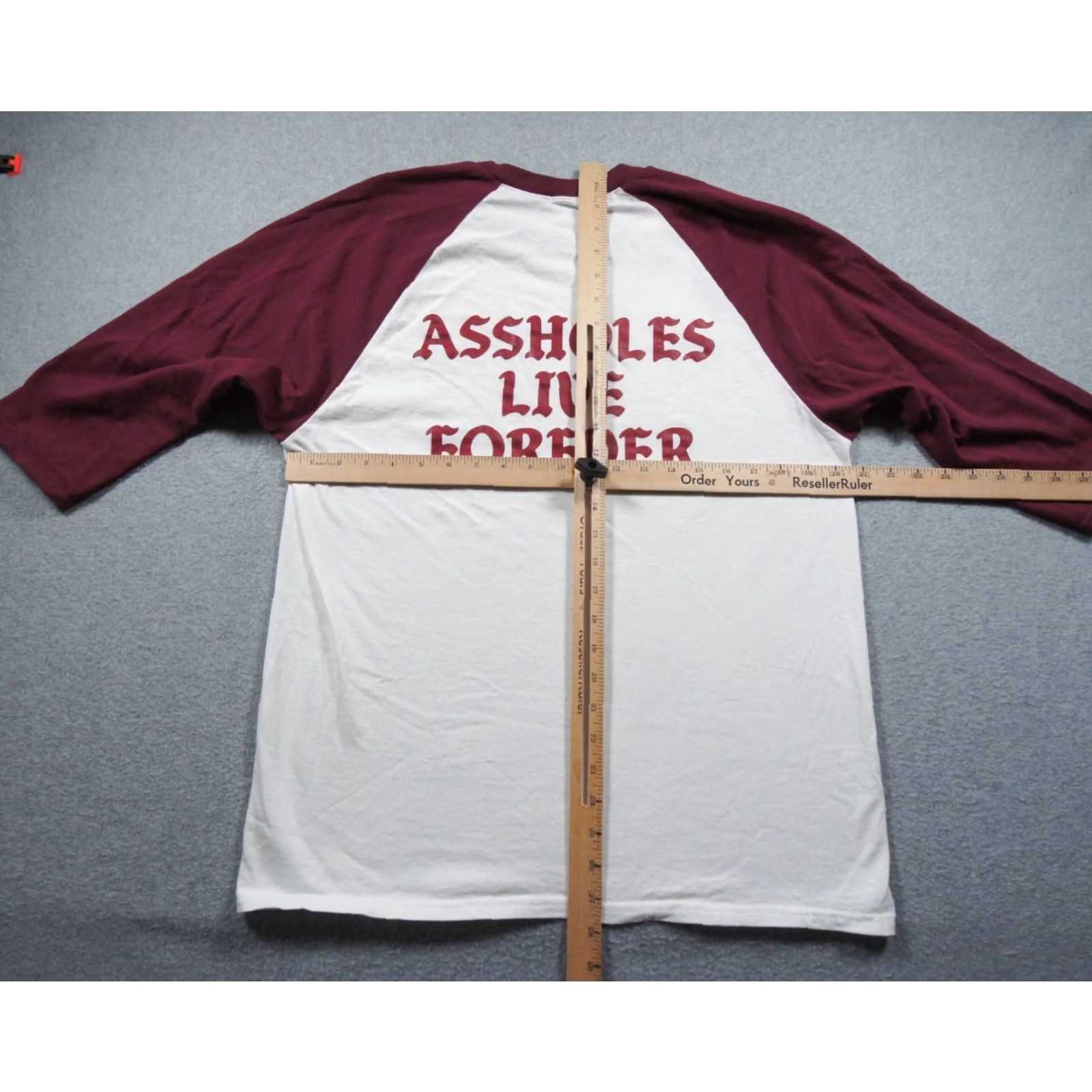 Olive Assholes*s Live Forever Shirt Mens Large White Ragle 3/4 Sleeve Streetwear Adult Size US L / EU 52-54 / 3 - 7 Thumbnail