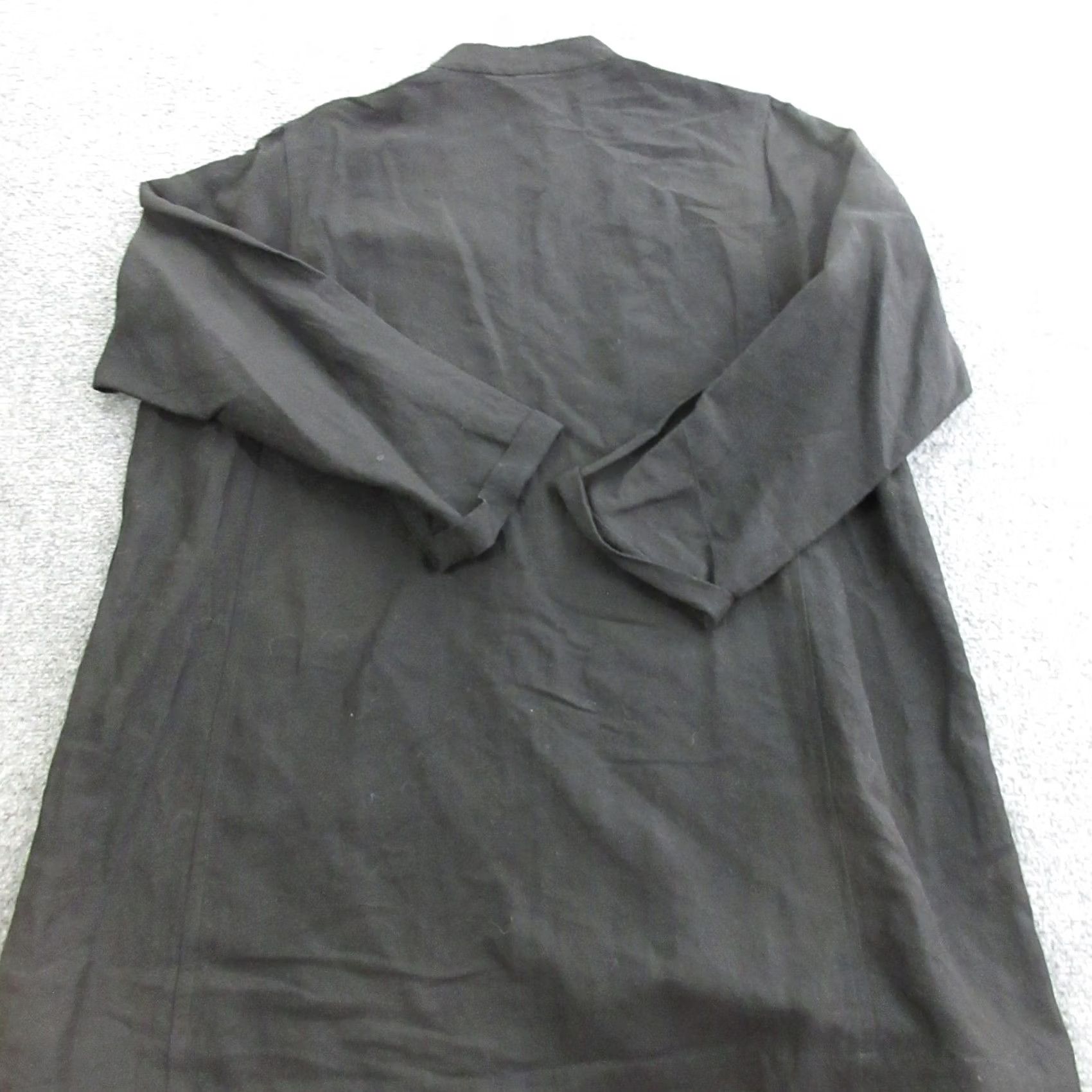 Eileen Fisher Eileen Fisher Coat Womens Large Black Linen Button Front Mandarin Collar Size L / US 10 / IT 46 - 7 Thumbnail