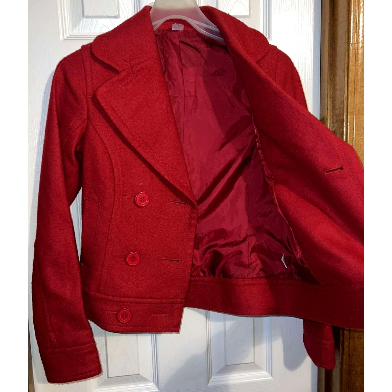 BP. BP. Women’s Red Double-Breasted Peacoat – Size XS Size XS / US 0-2 / IT 36-38 - 4 Thumbnail