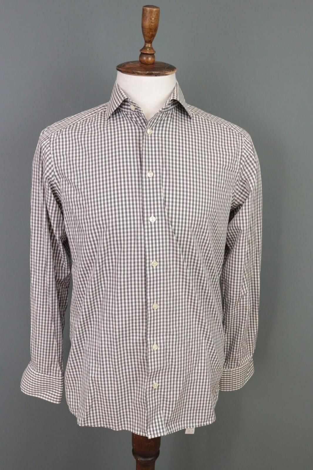 Eton Eton Contemporary Gray Check Button Shirt Size 40/15 3/4 Size US M / EU 48-50 / 2 - 1 Thumbnail